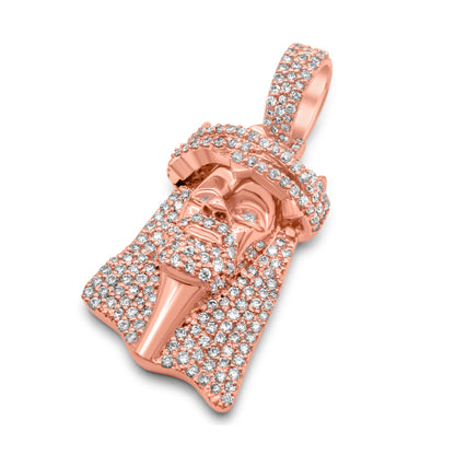 14K Rose Gold Jesus Diamond Pendant 1.30 ctw