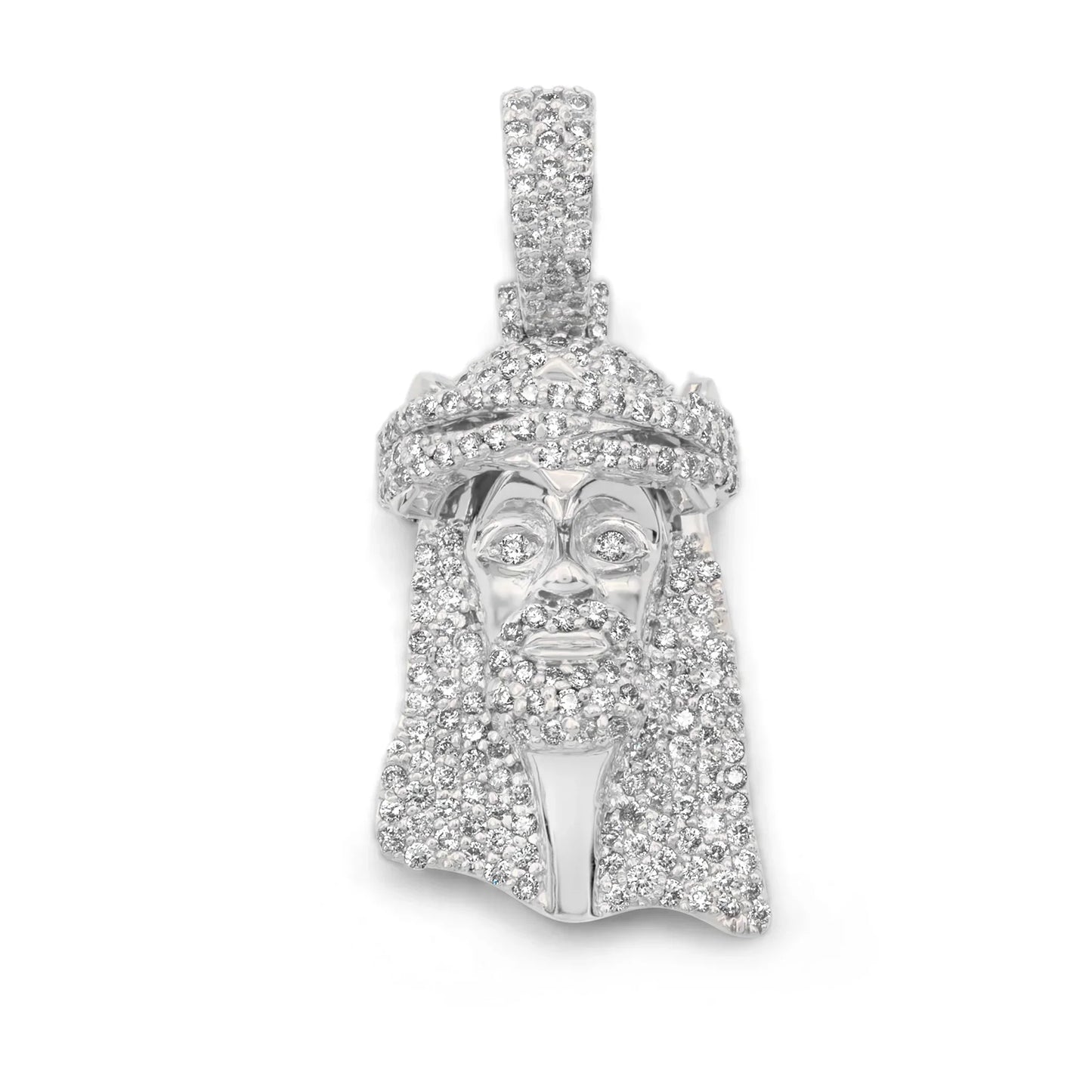 14K White Gold Jesus Diamond Pendant 0.60 ctw