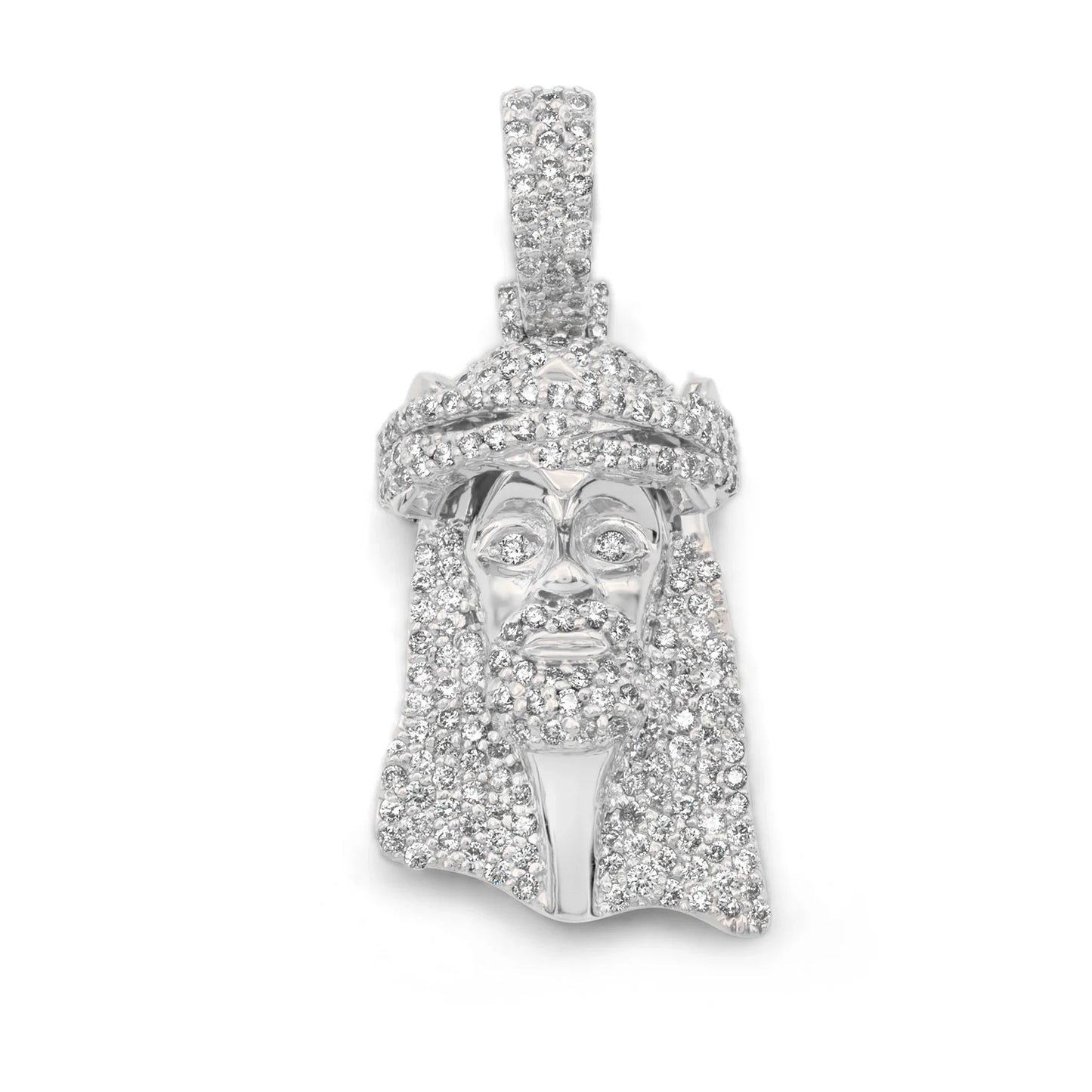 14K White Gold Jesus Diamond Pendant 1.30 ctw