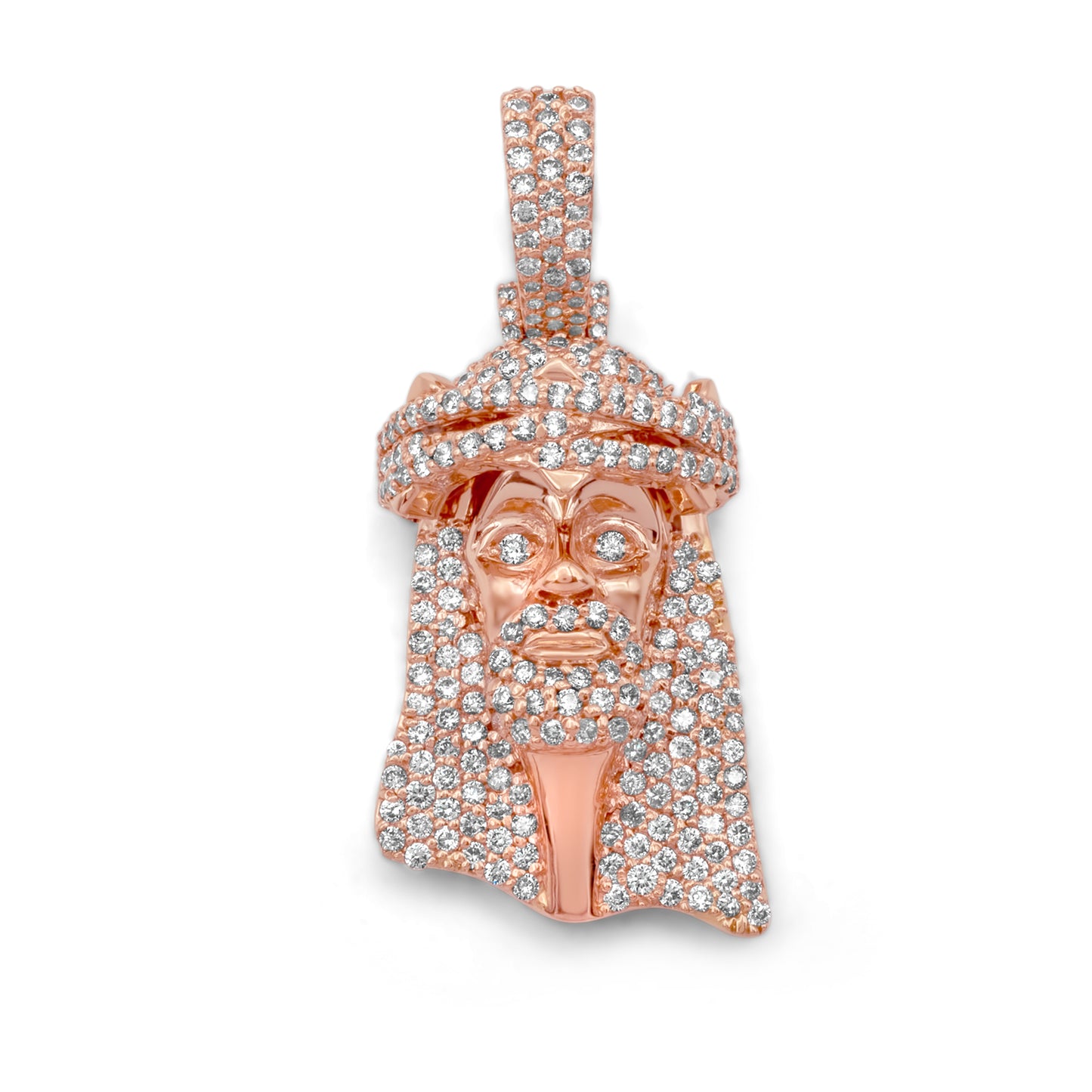 14K Rose Gold Jesus Diamond Pendant 1.30CTW