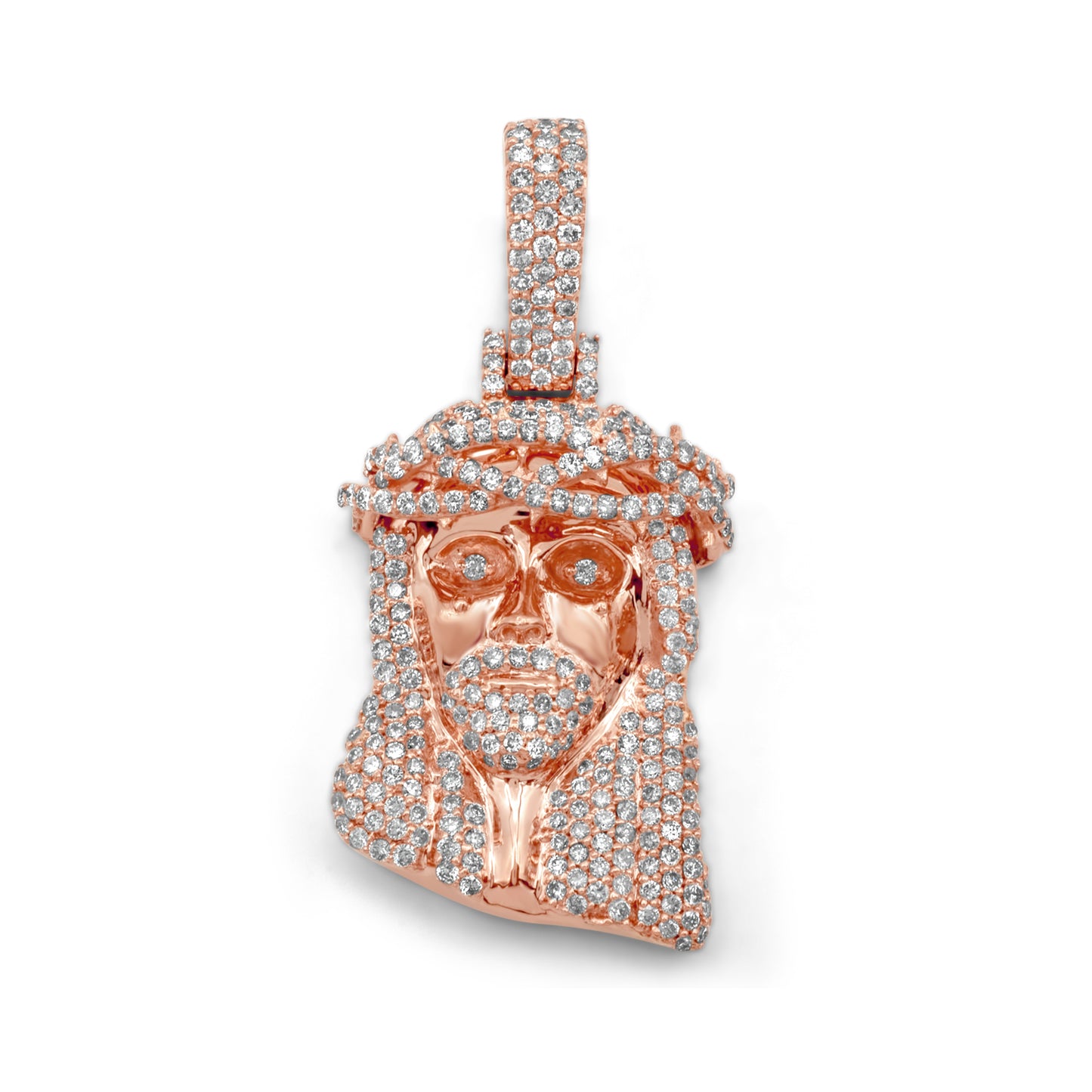 14K Rose Gold Jesus Diamond Pendant 0.43CTW