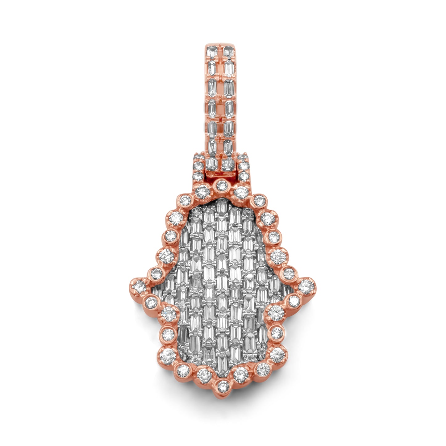 14k Rose Gold Emerald Hamsa Pendant 0.75ctw