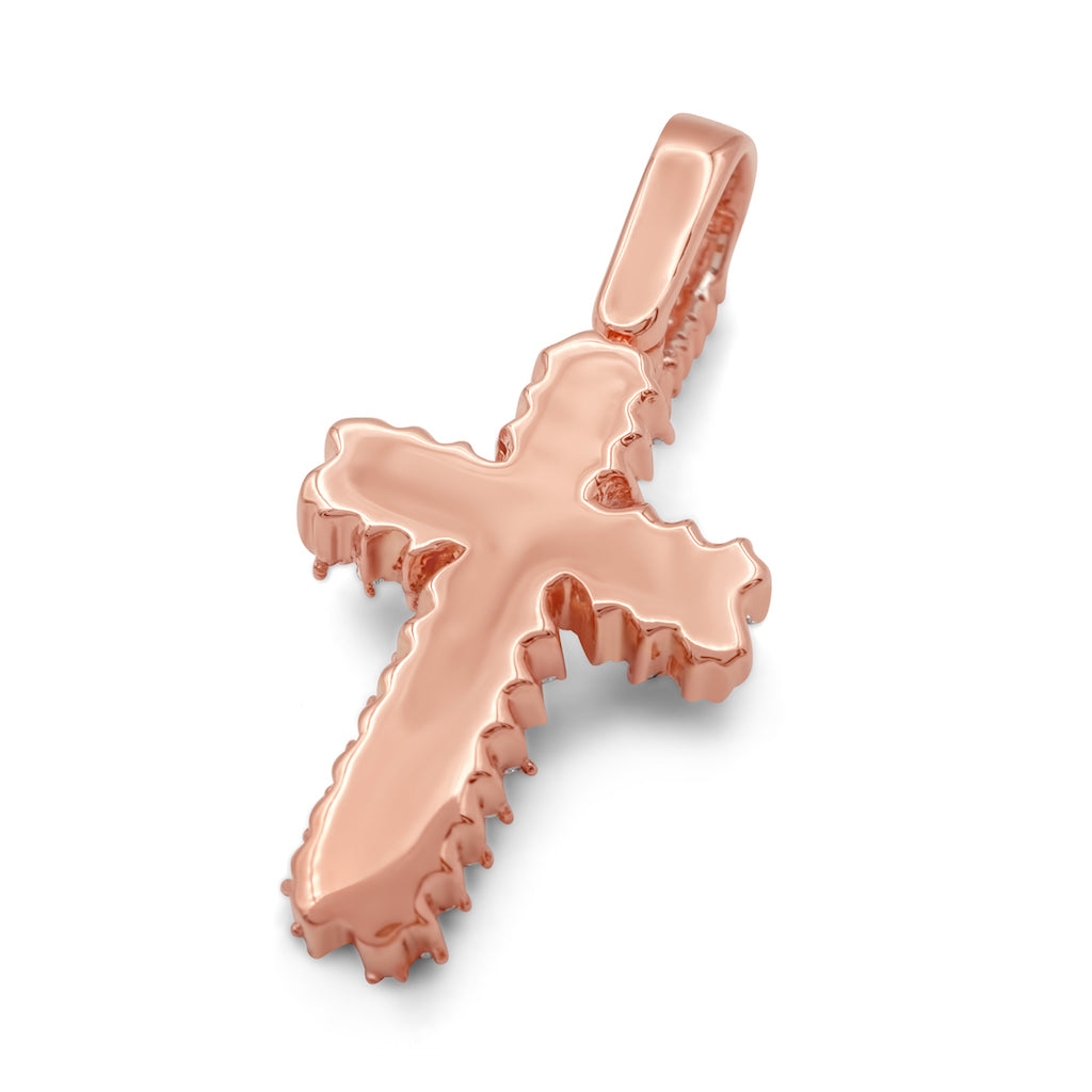 14k Rose Gold Diamond Cross Pendant 0.40ctw