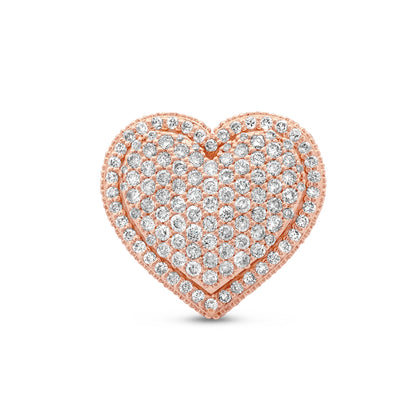 14k Rose Gold Diamond Heart Ring 2.79 ctw