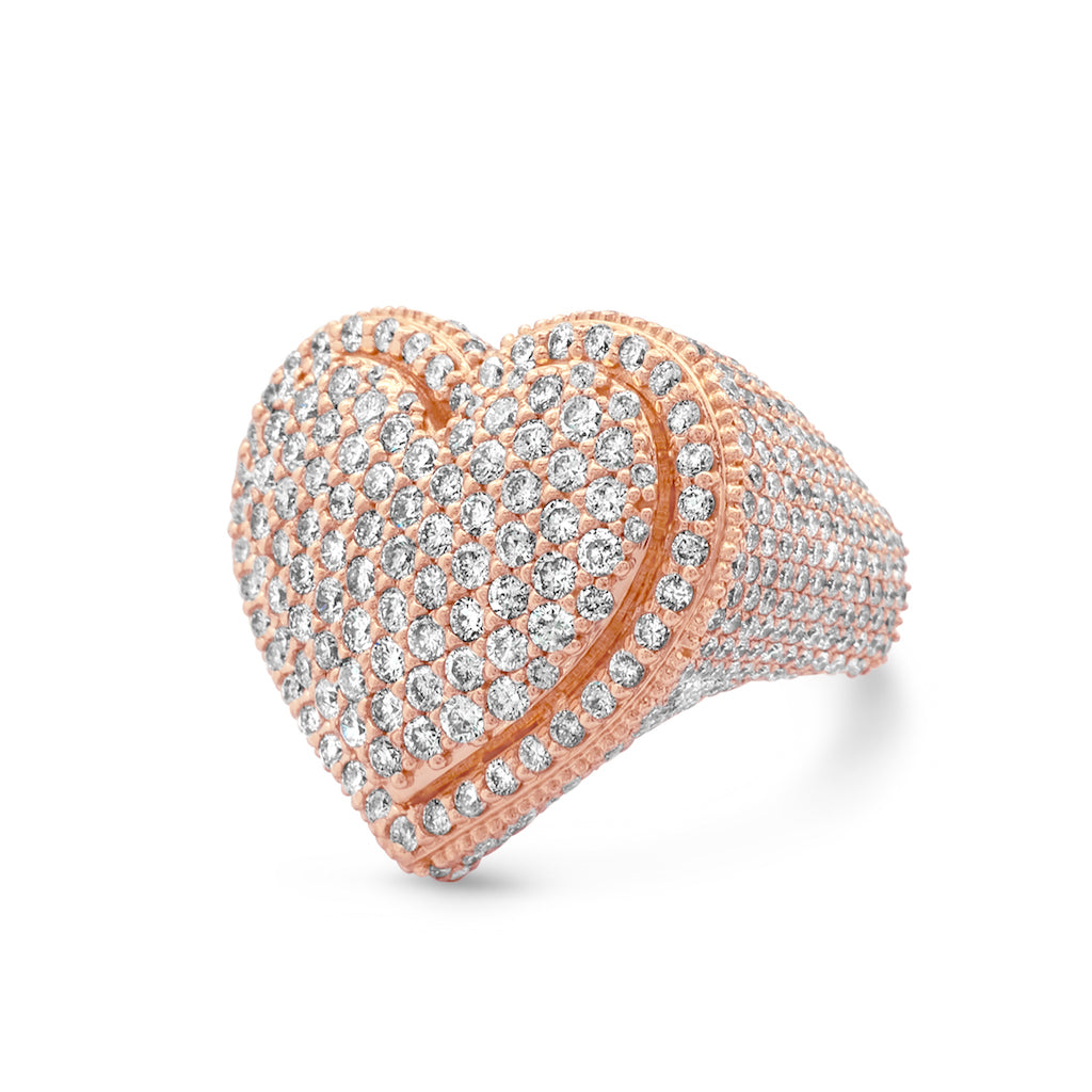 14k Rose Gold Diamond Heart Ring 2.79 ctw