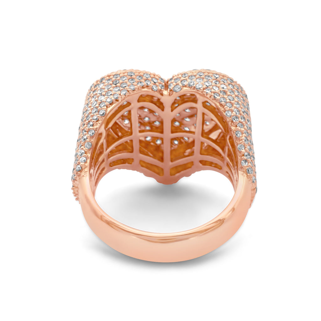 14k Rose Gold Diamond Heart Ring 2.79 ctw