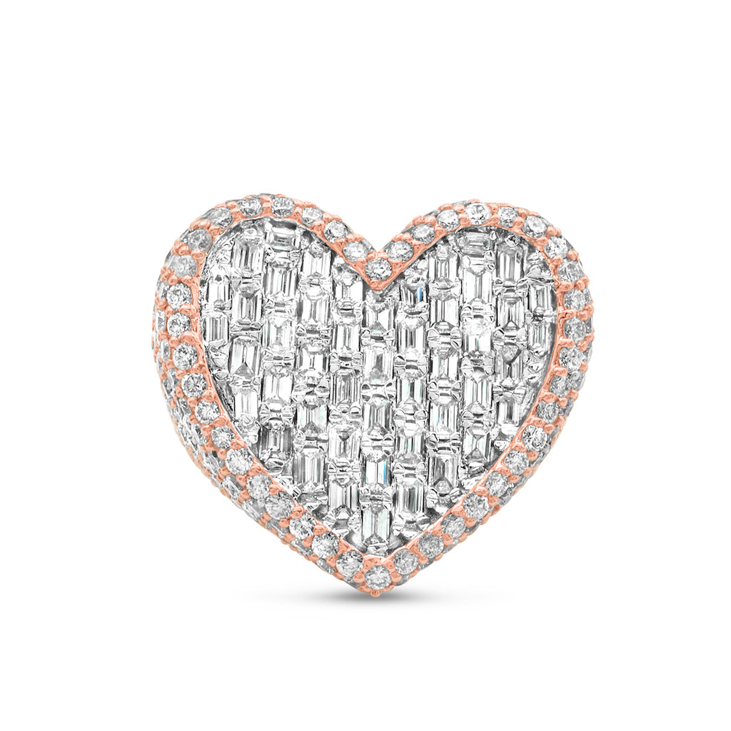 14k Rose Gold Diamond Heart Ring 5.08 ctw