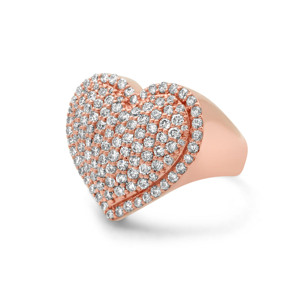 14k Rose Gold Diamond Heart Ring 1.39 ctw