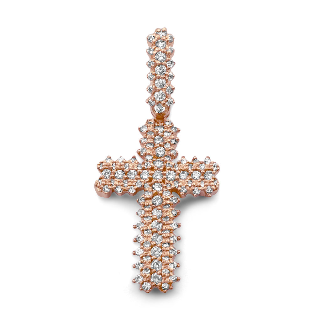 14k Rose Gold Diamond Cross Pendant 0.40ctw