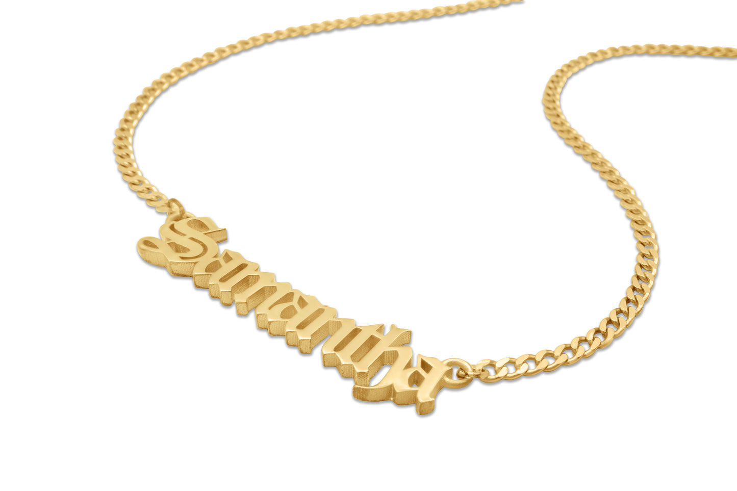 14K Solid Gold Personalized Name Necklace Old English