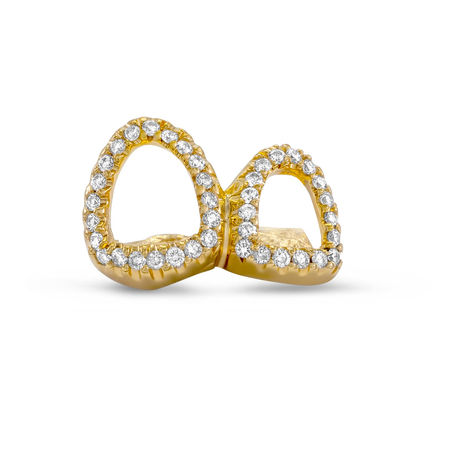 14K Yellow Gold Diamond Double Tooth (Top) Grill