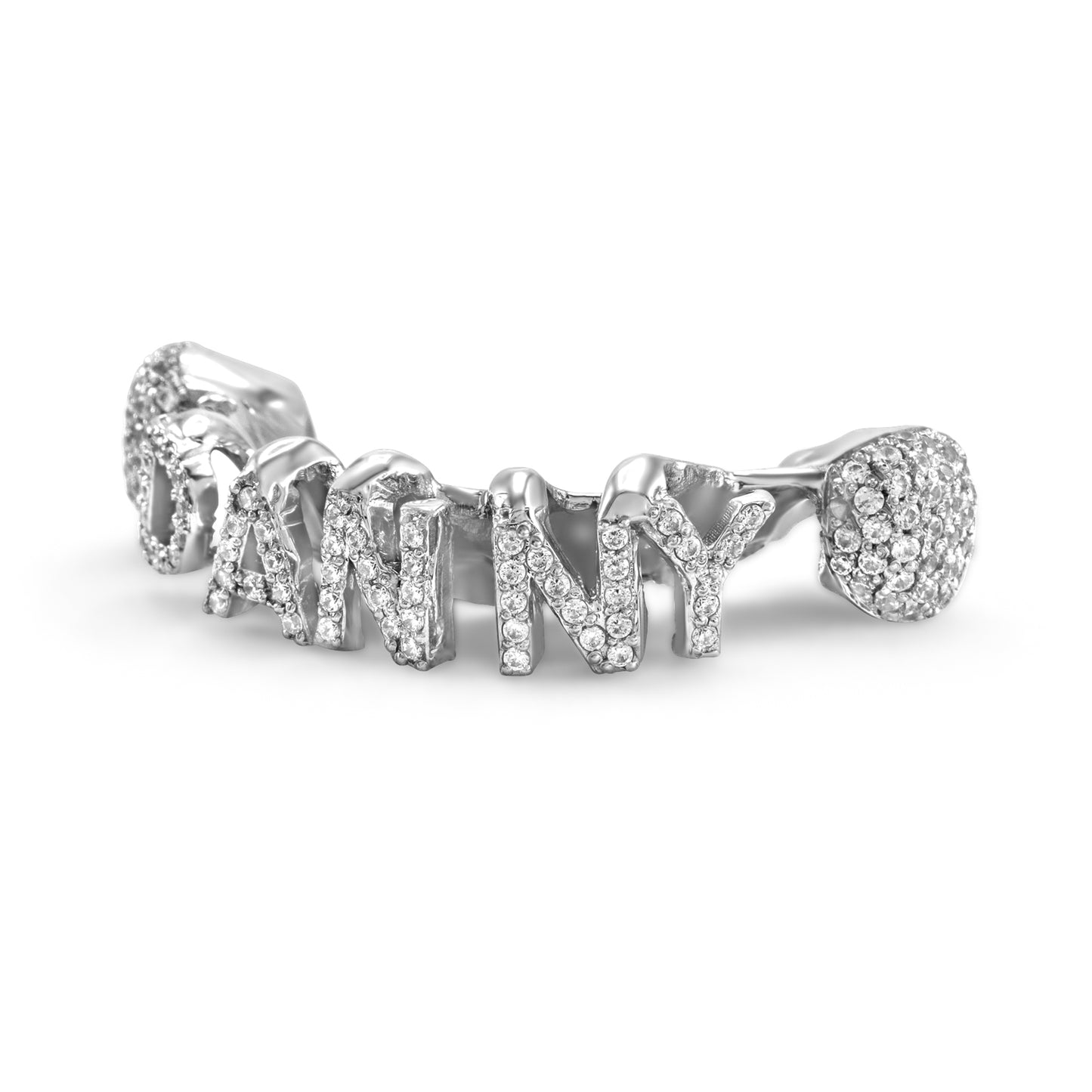 Custom Name 14K White Gold Diamond (Bottom) Grill