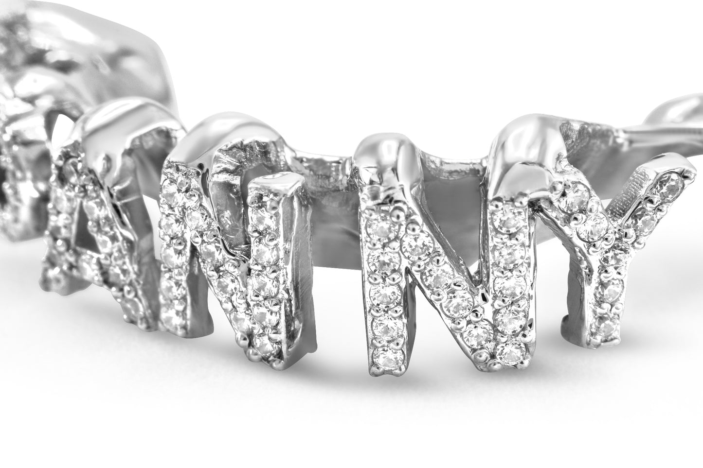 Custom Name 14K White Gold Diamond (Bottom) Grillz