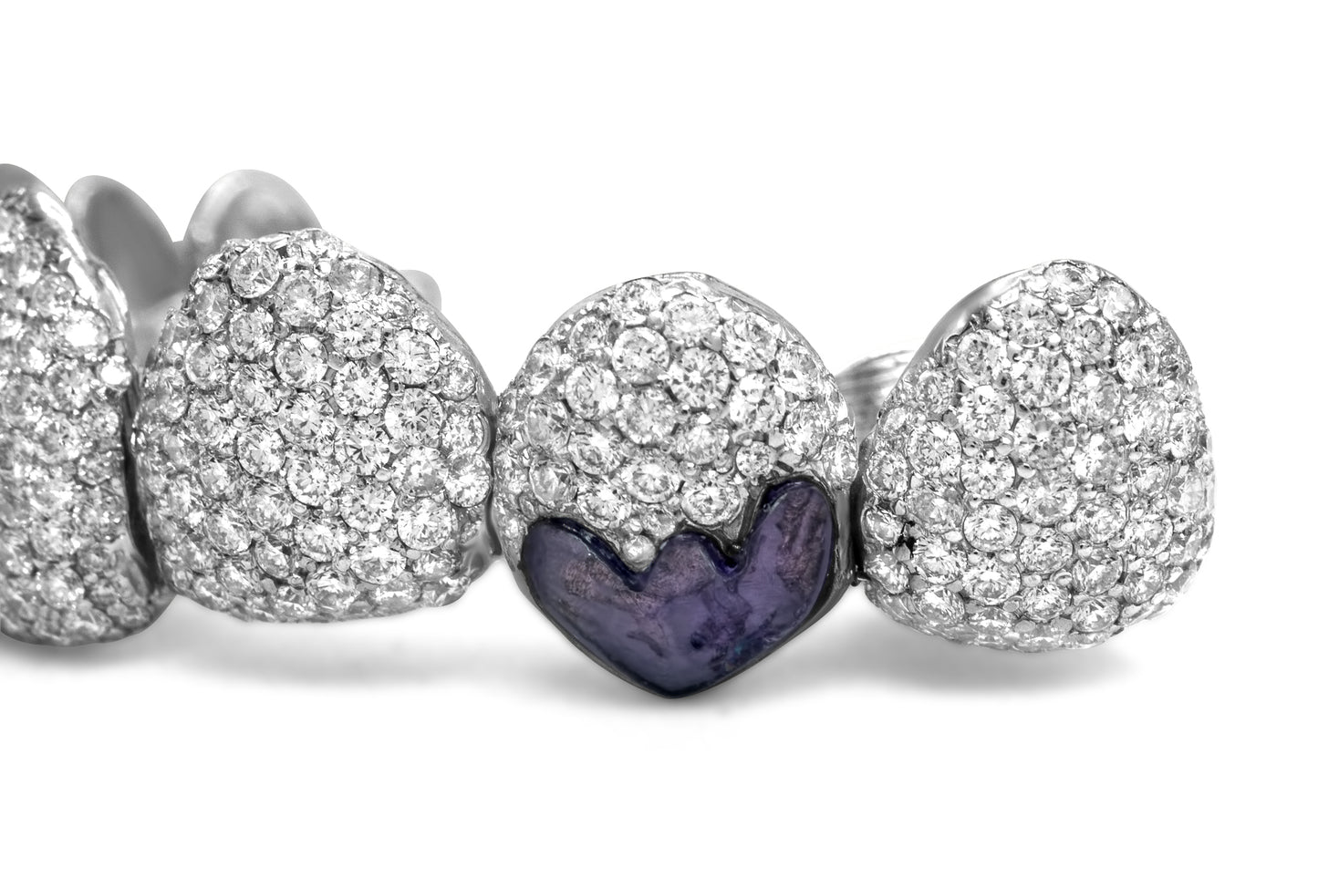 14K White Gold Pave and Purple Gem (Top) Grill