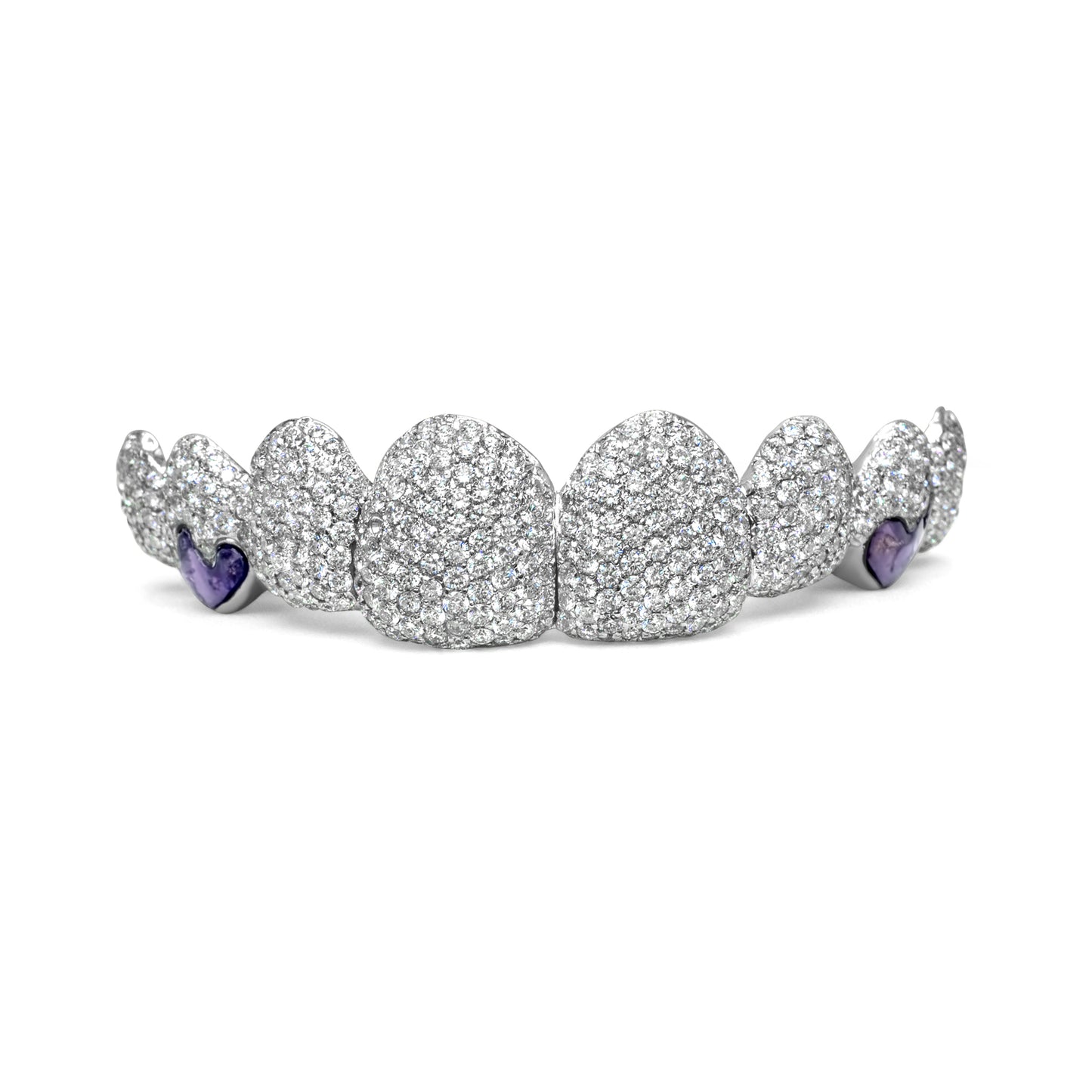 14K White Gold Pave and Purple Gem (Top) Grill