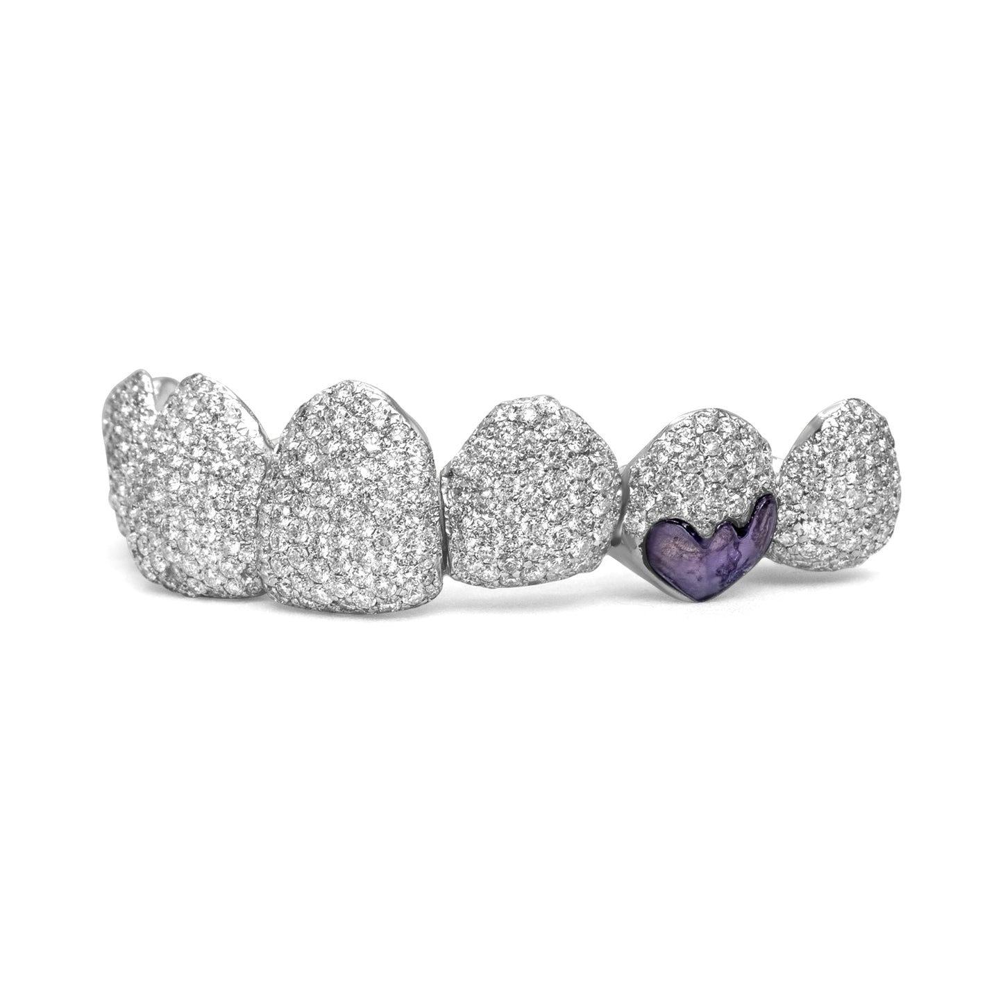 14K White Gold Pave and Purple Gem (Top) Grill