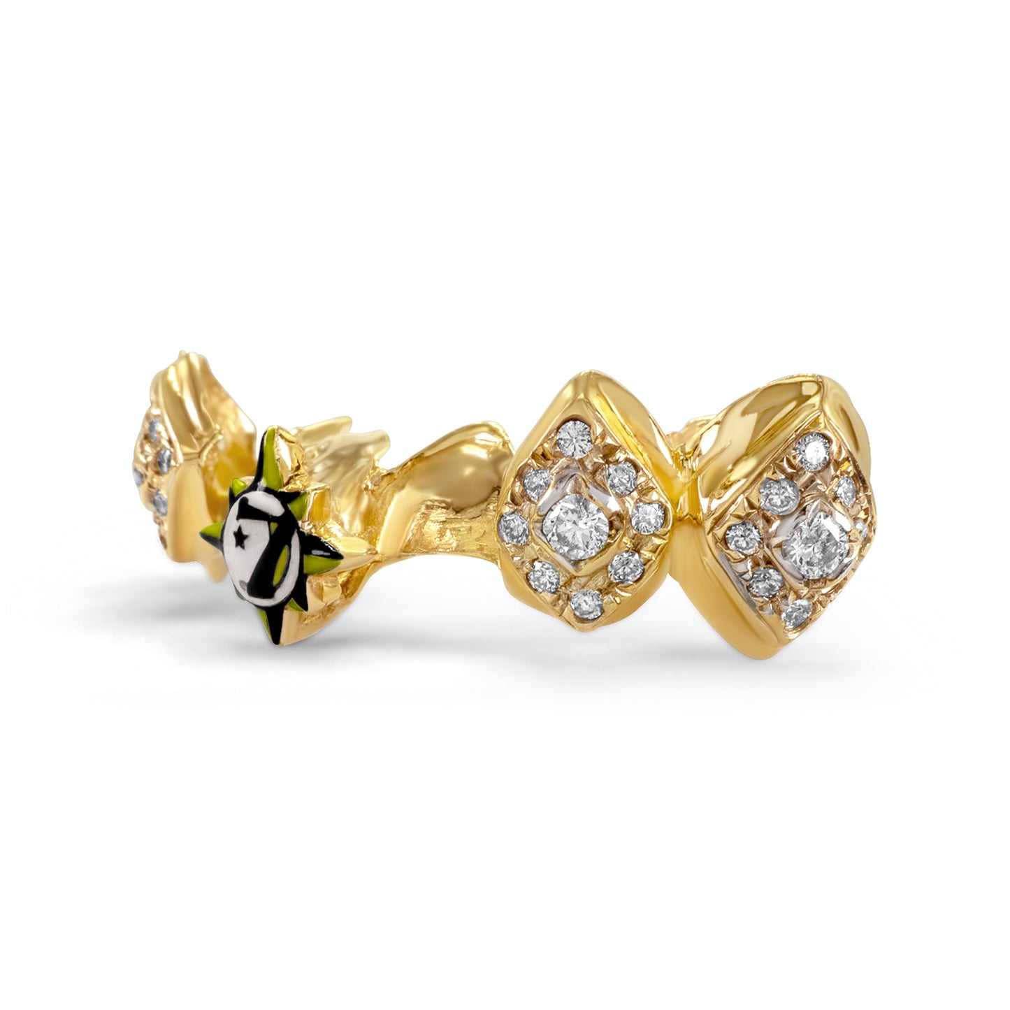 14K Yellow Gold Diamond & Enamel 7 (Top) Grill