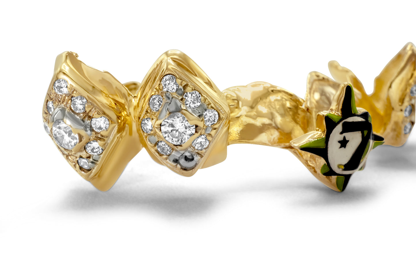 14K Yellow Gold Diamond & Enamel 7 (Top) Grill