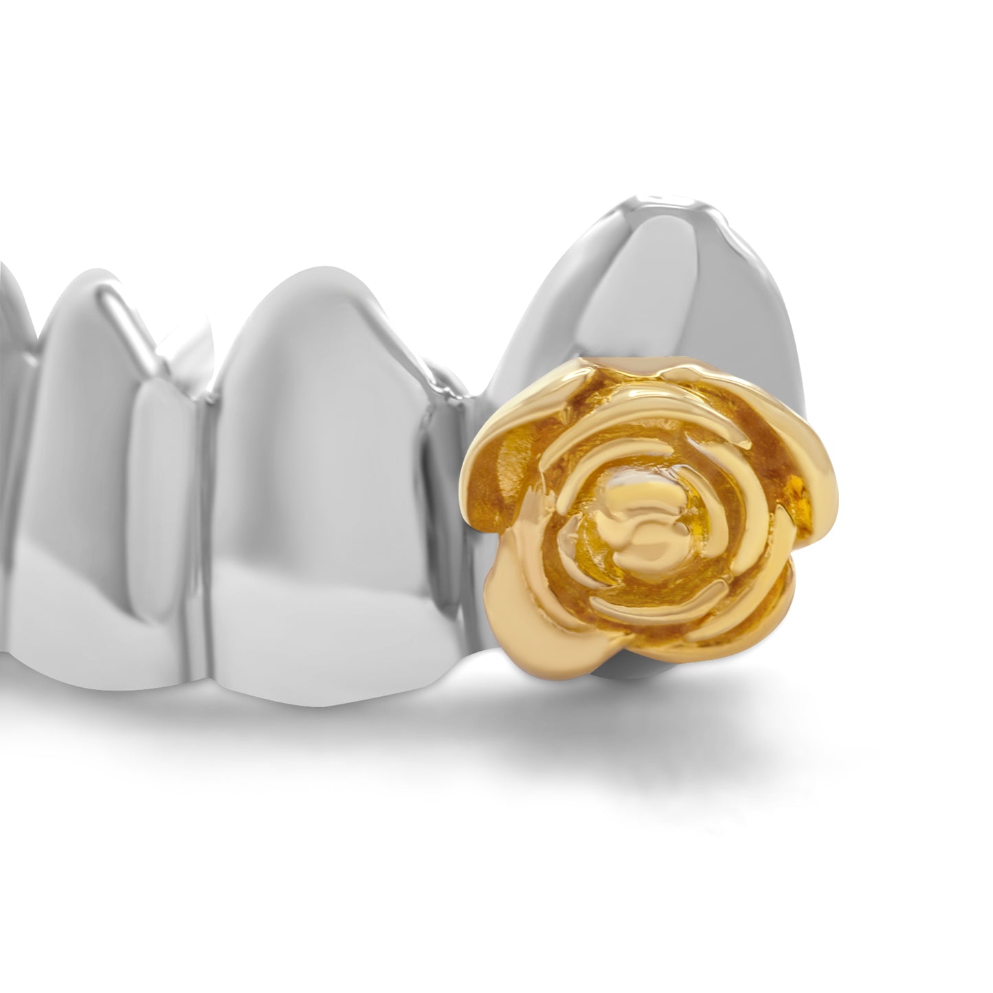 14K Yellow & White Gold Double Rose (Bottom) Grillz