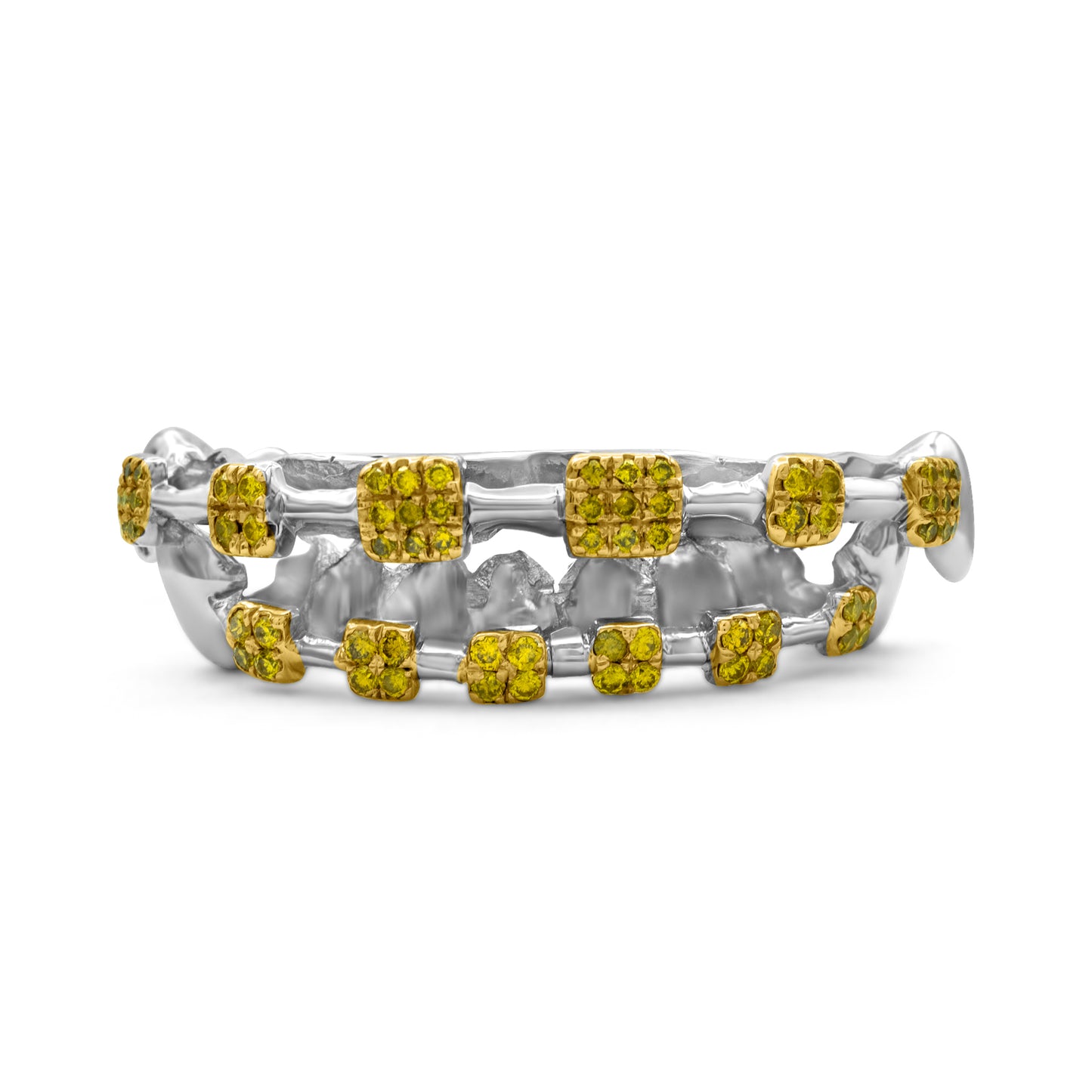 14K White Gold Yellow Diamond Brace (Top & Bottom) Grill