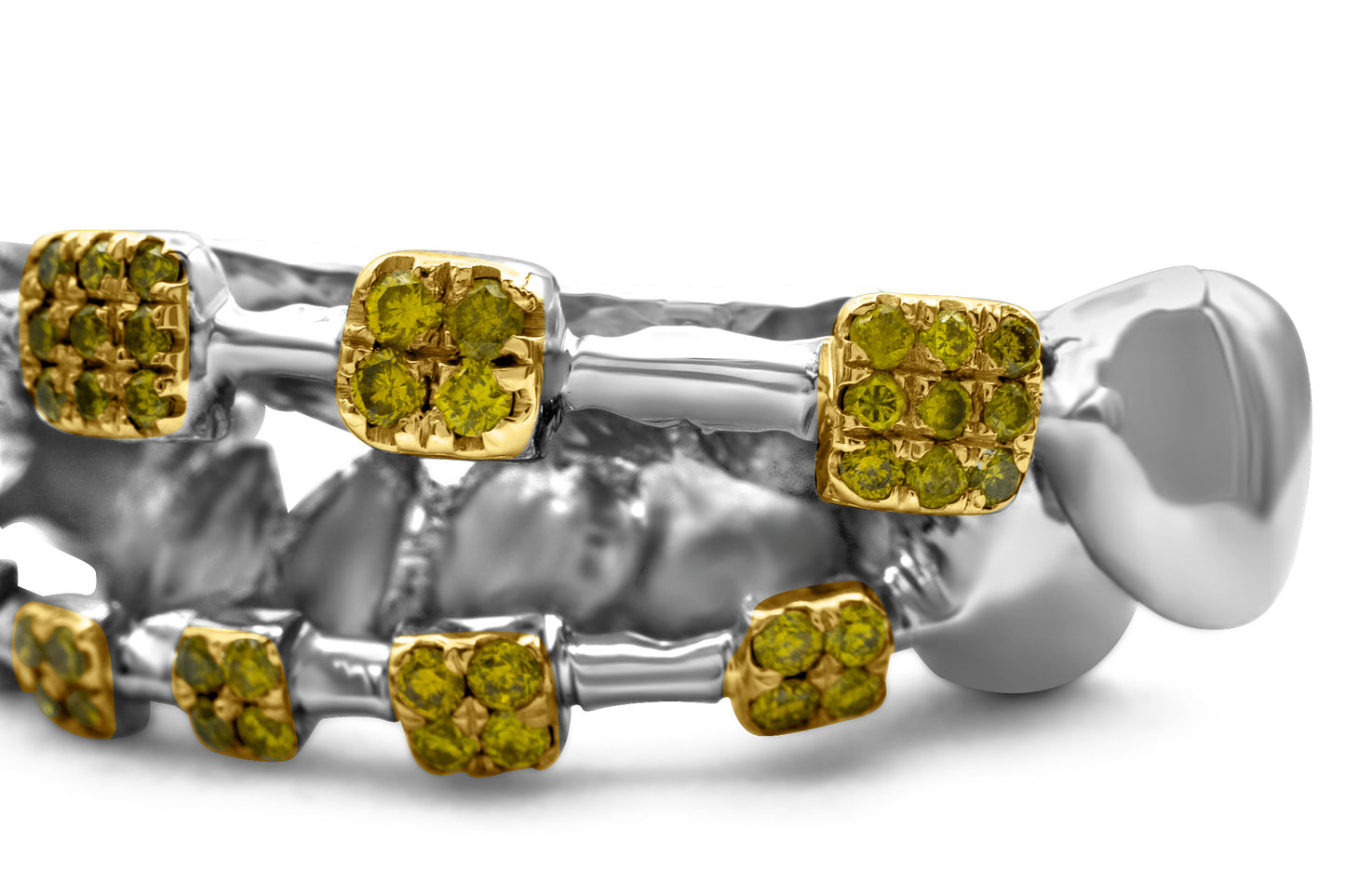 14K White Gold Yellow Diamond Brace (Top & Bottom) Grillz