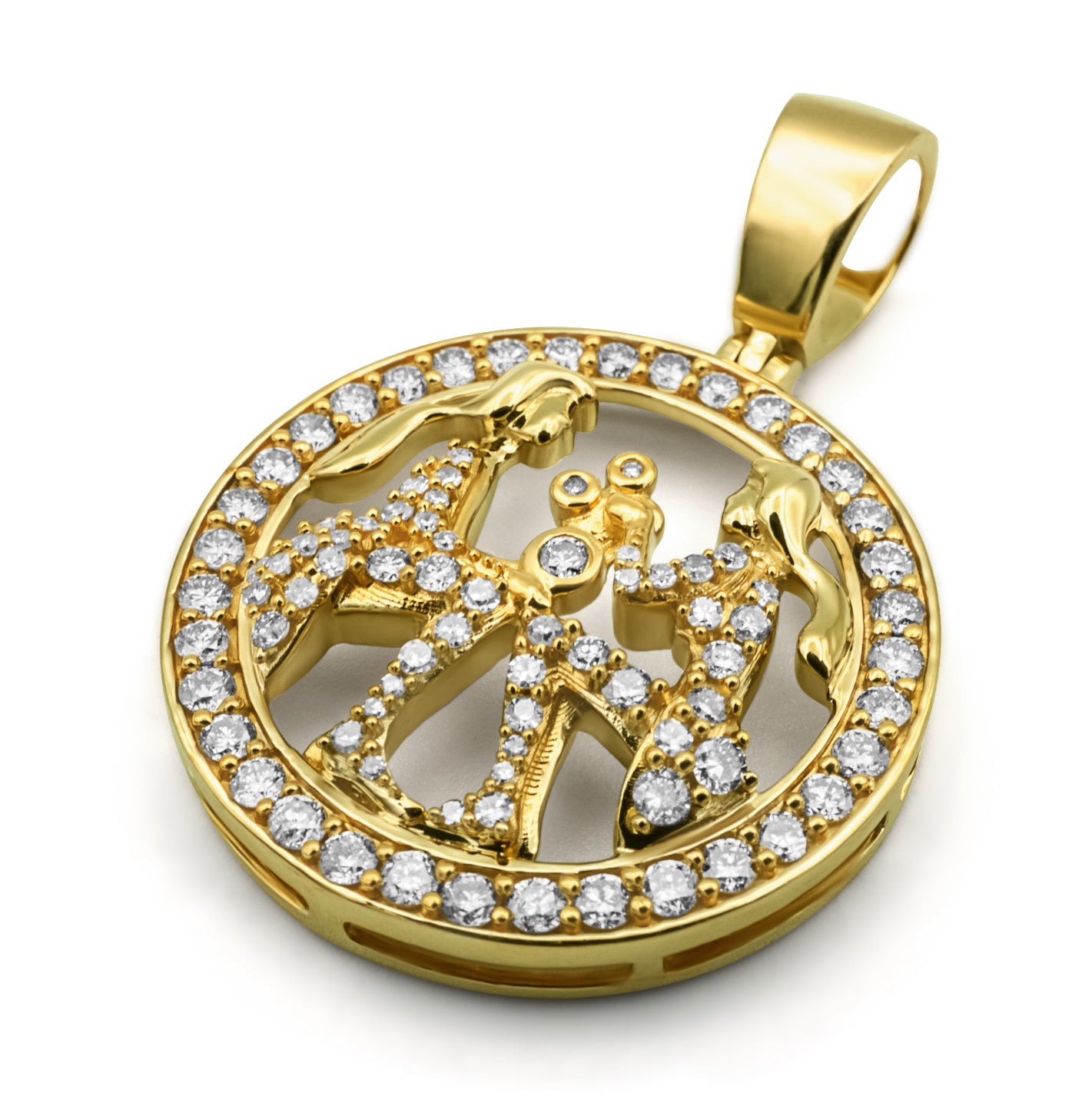 10K Yellow Gold Gemini Diamond Pendant 1.41 ctw