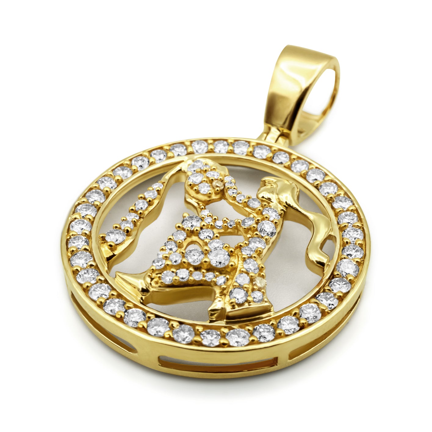 10K Yellow Gold Aquarius Diamond Pendant 1.42 ctw