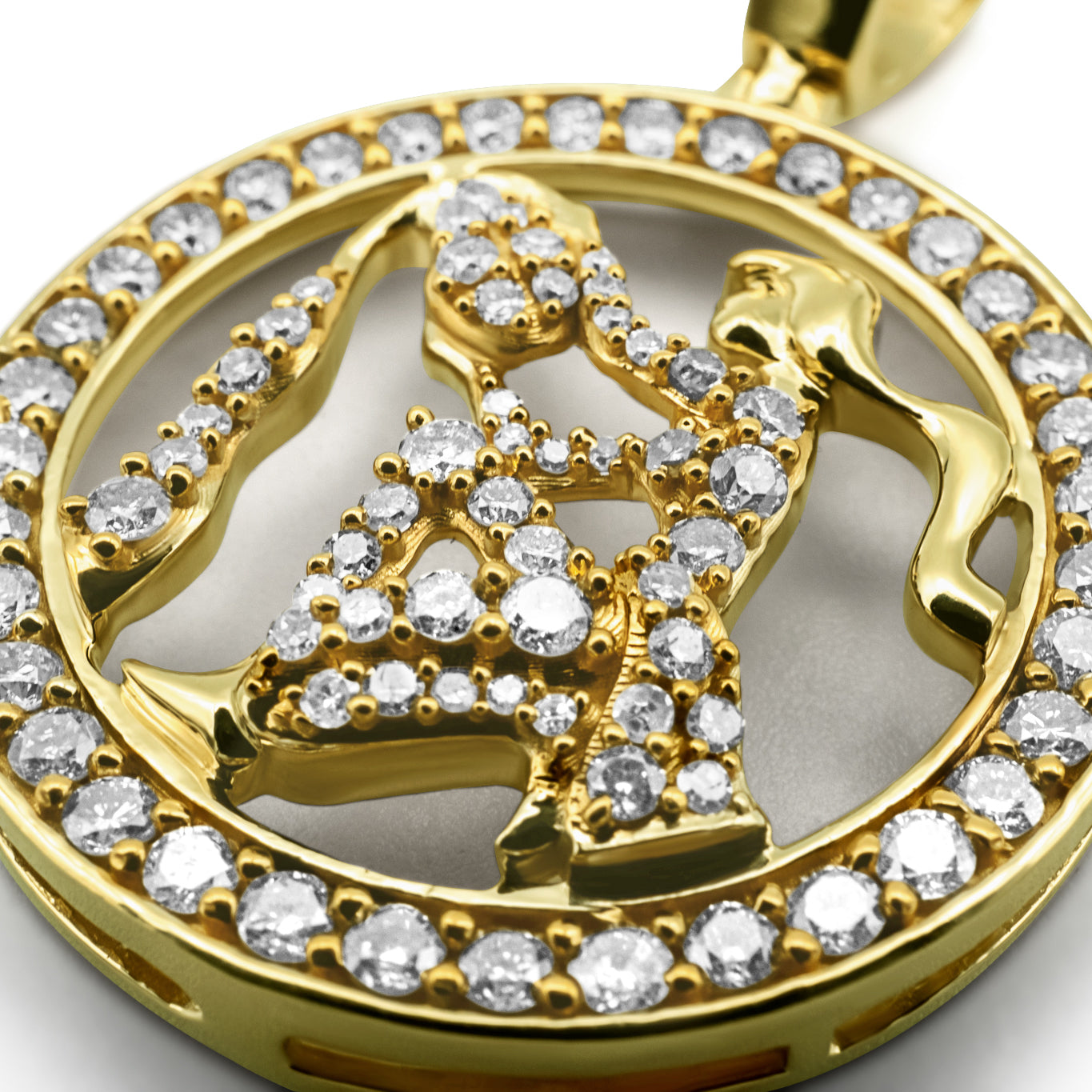 10K Yellow Gold Aquarius Diamond Pendant 1.42 ctw