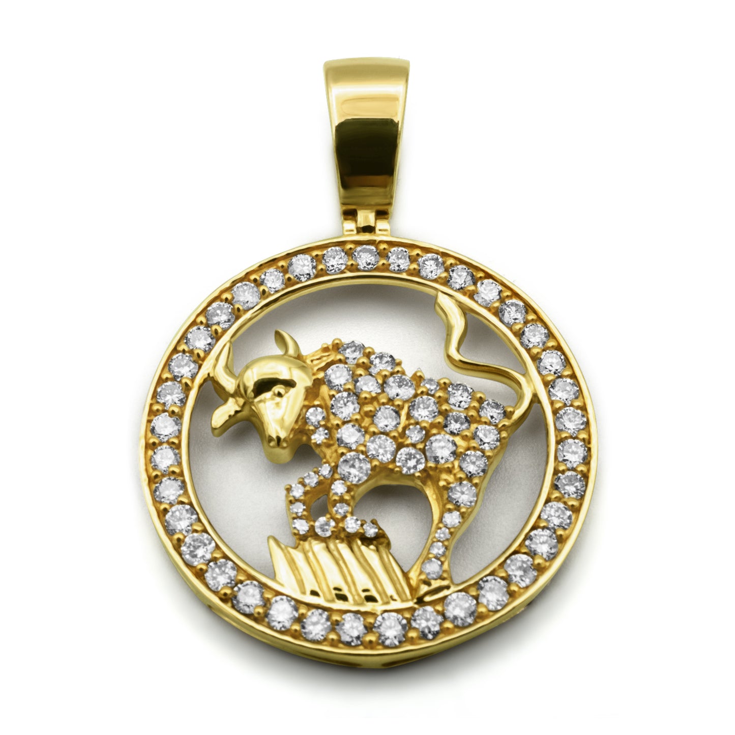 10K Yellow Gold Taurus Diamond Pendant 1.48ctw