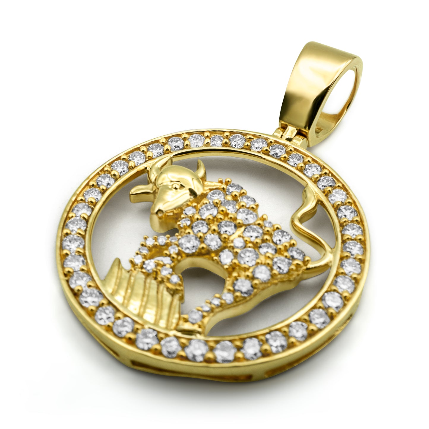 10K Yellow Gold Taurus Diamond Pendant 1.48ctw