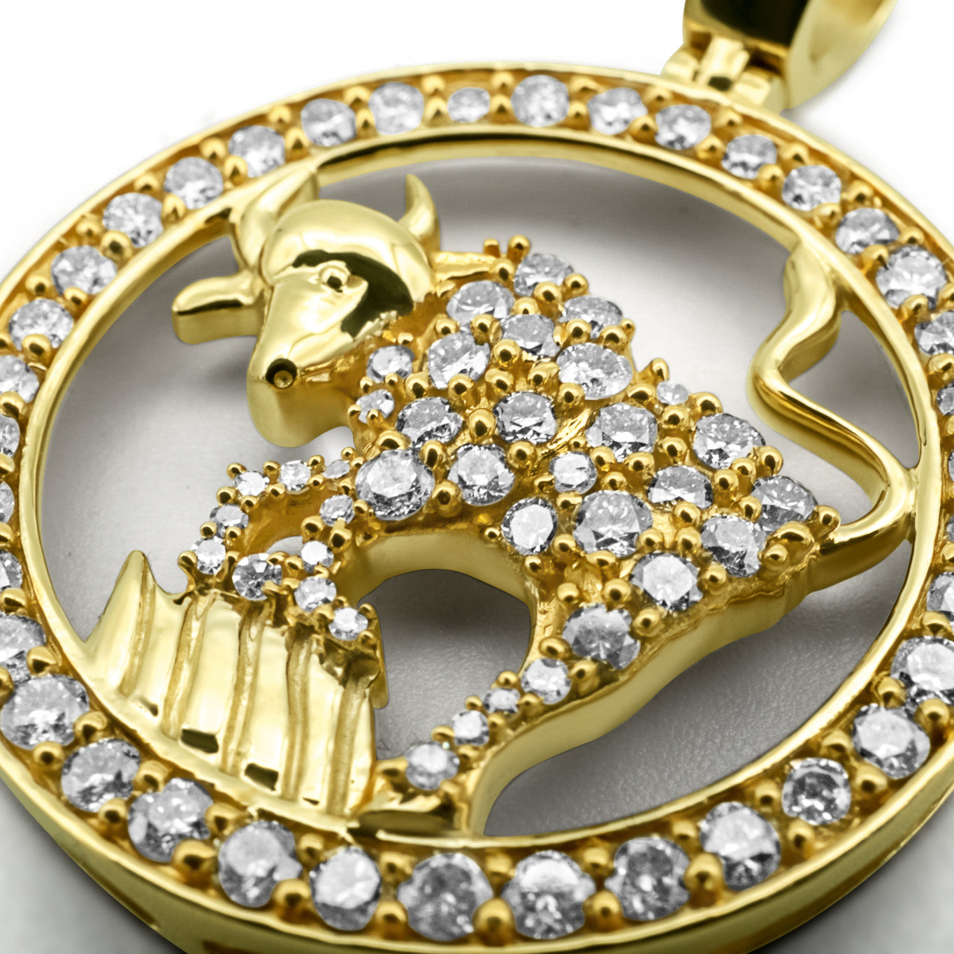 10K Yellow Gold Taurus Diamond Pendant 1.48ctw