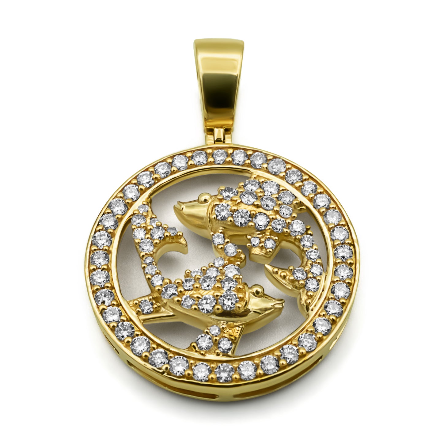 10K Yellow Gold Pisces Diamond Pendant 1.62ctw