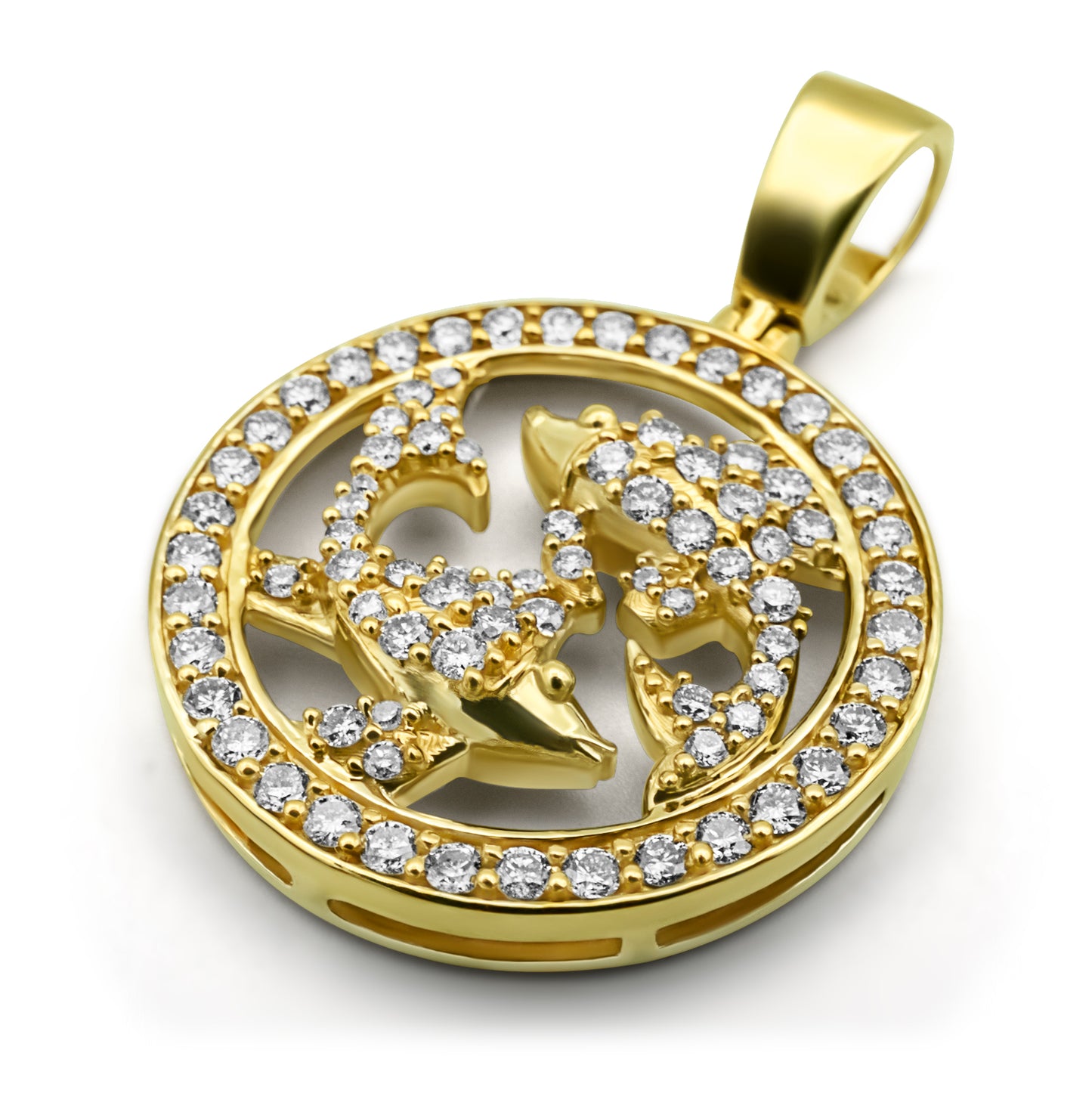 10K Yellow Gold Pisces Diamond Pendant 1.62ctw