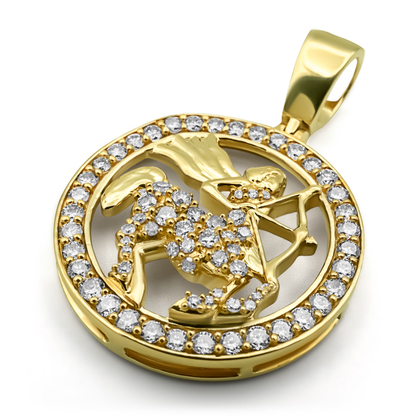 10K Yellow Gold Sagittarius Diamond Luxury Pendant – 1.42ctw NYC