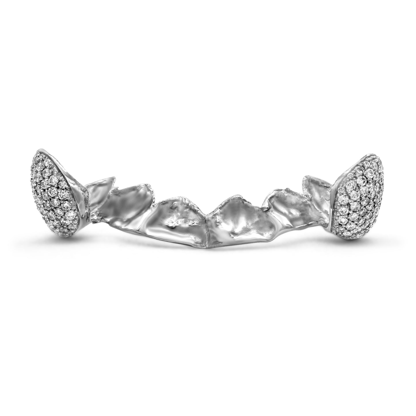 14K White Gold Double Tooth Diamond (Bottom) Grill