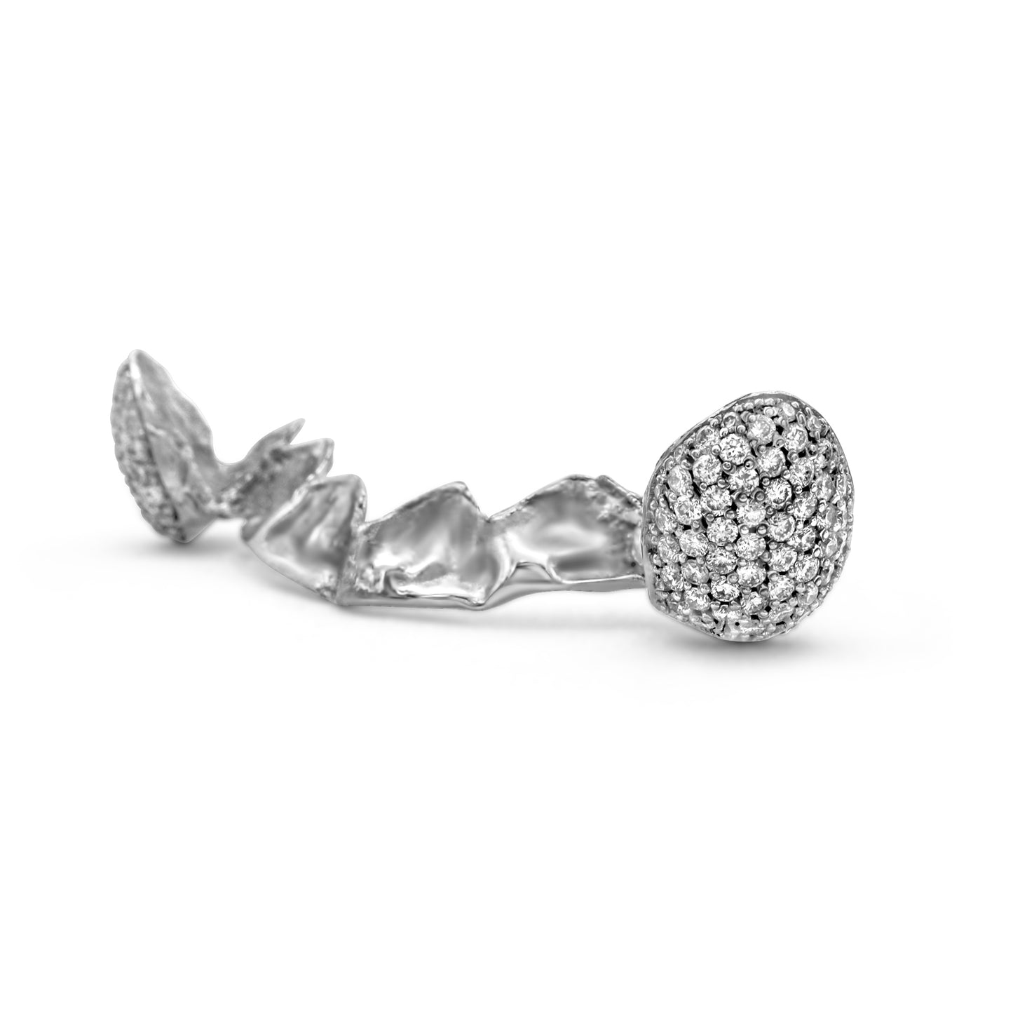 14K White Gold Double Tooth Diamond (Bottom) Grill