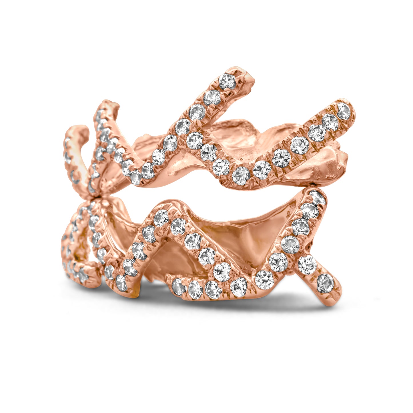 14K Rose Gold Diamond Zig-Zag Row (Top & Bottom Set) Grill