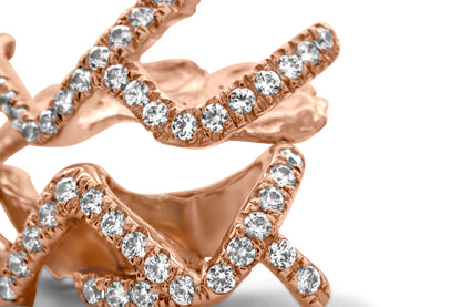 14K Rose Gold Diamond Zig-Zag Row (Top & Bottom Set) Grill