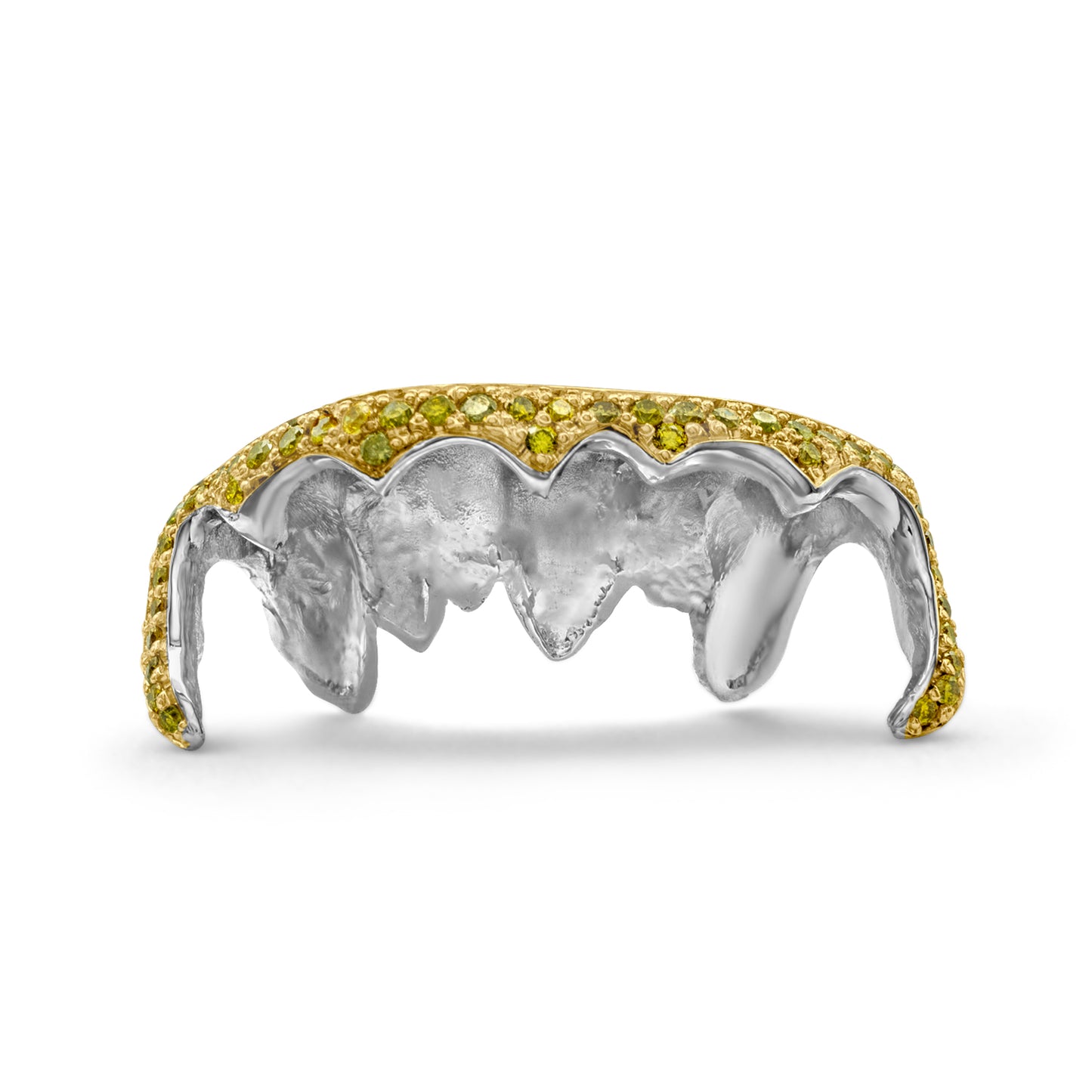 14K Yellow Gold Yellow Diamond Teeth Outline (Bottom) Grill