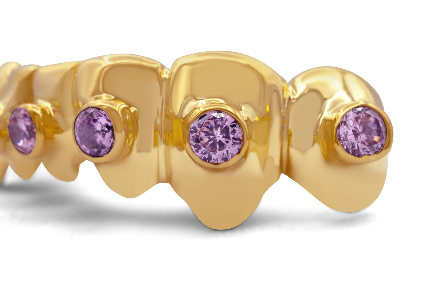 14K Yellow Gold Pink Diamond (Bottom) Grillz