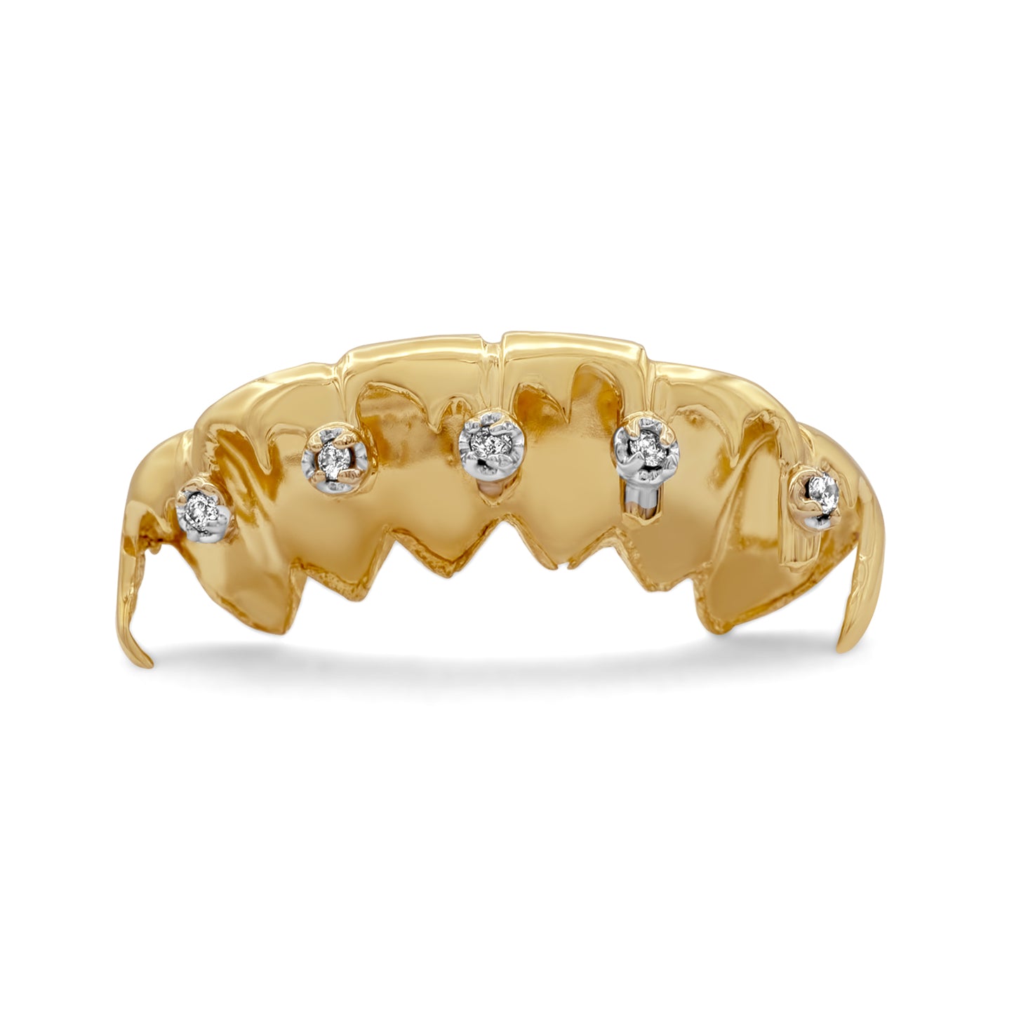 14K Yellow Gold 5-Diamond (Bottom) Grill