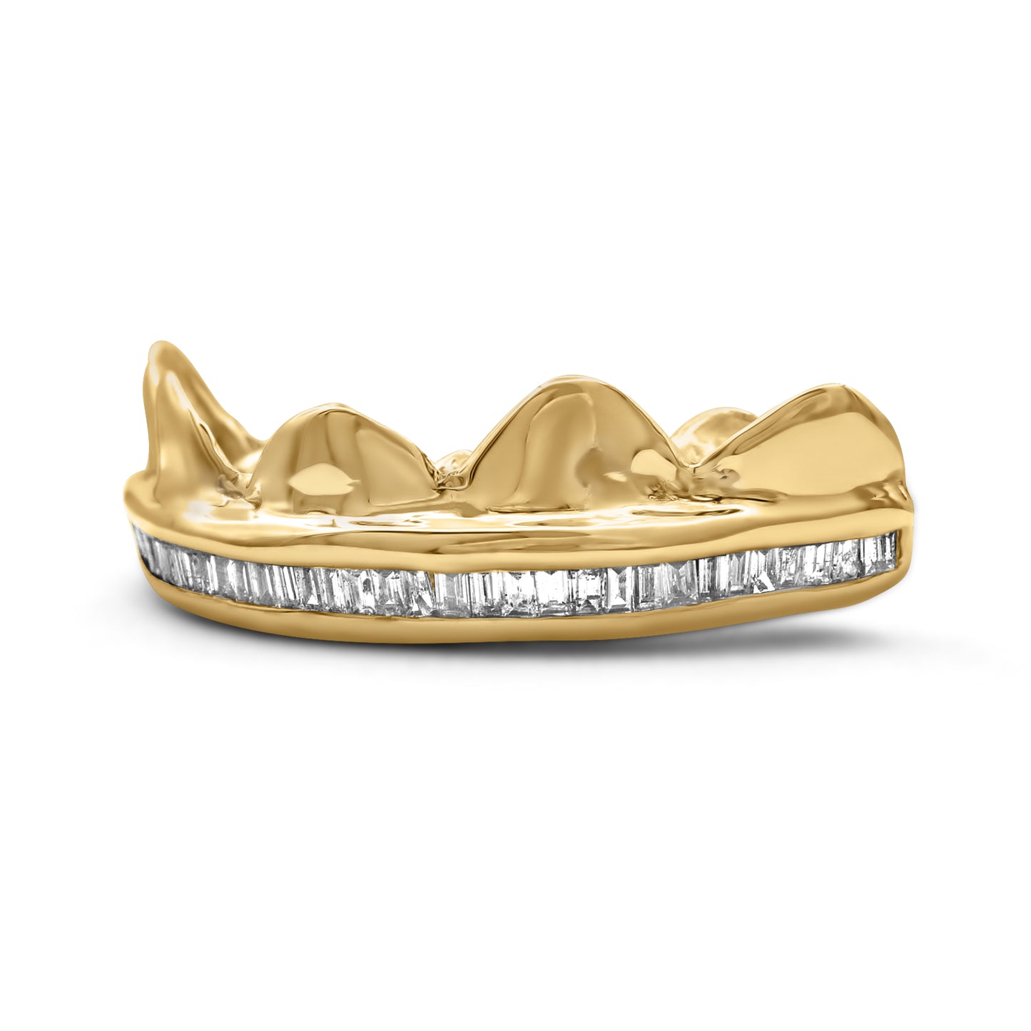 14K Yellow Gold Baguette Row (Top) Grillz