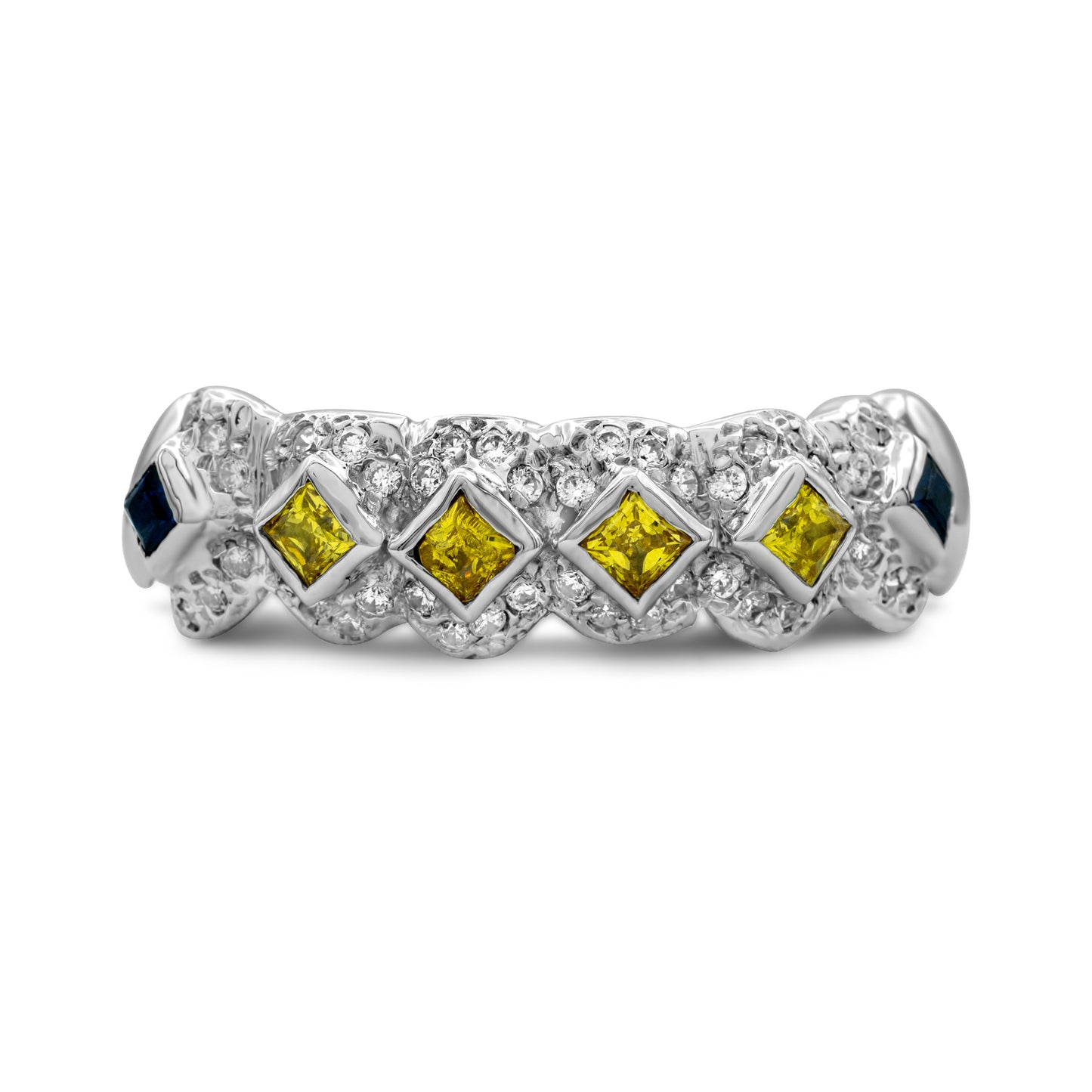 14K White Gold Yellow & Blue (Bottom) Grill