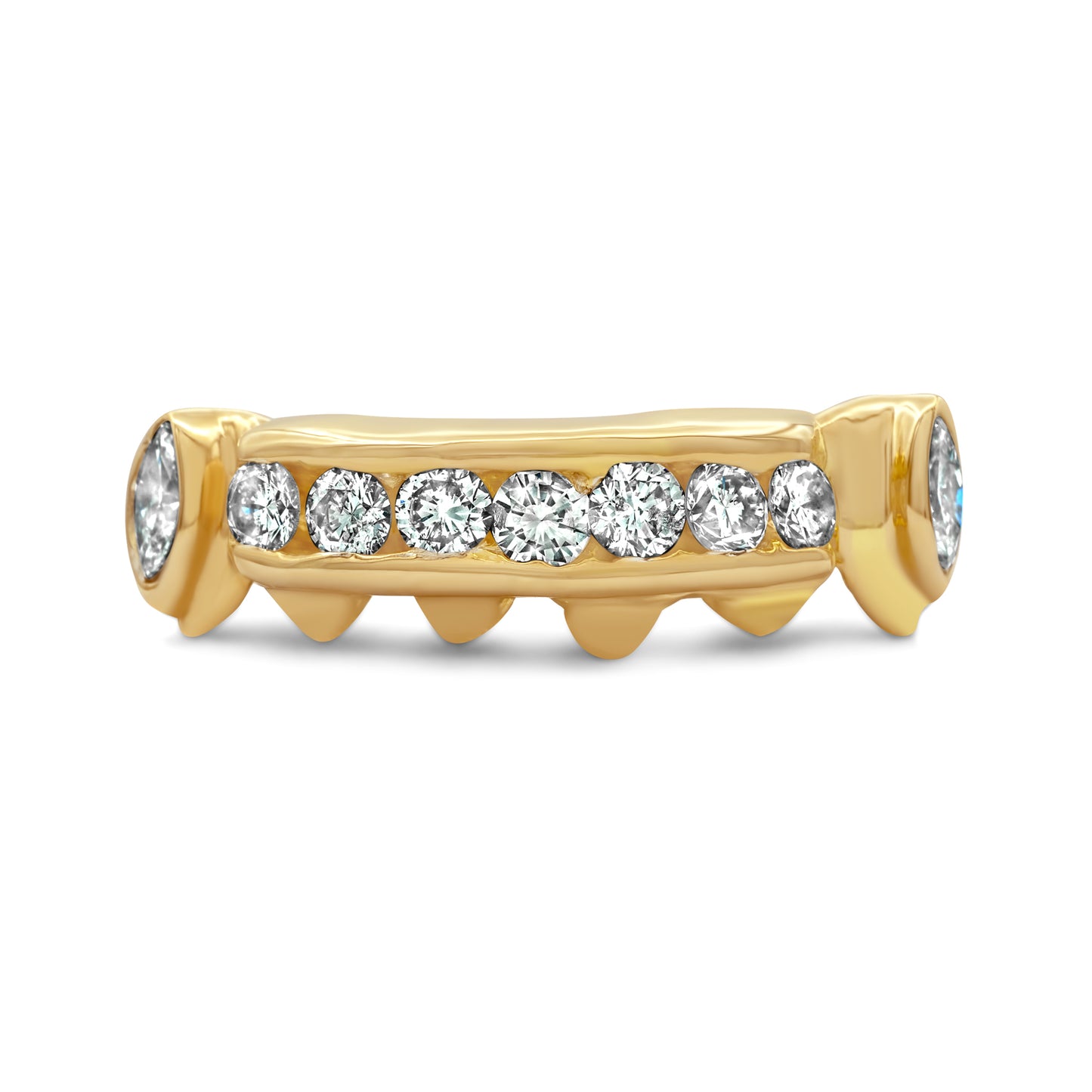 14K Yellow Gold 7-Diamond Row (Bottom) Grill