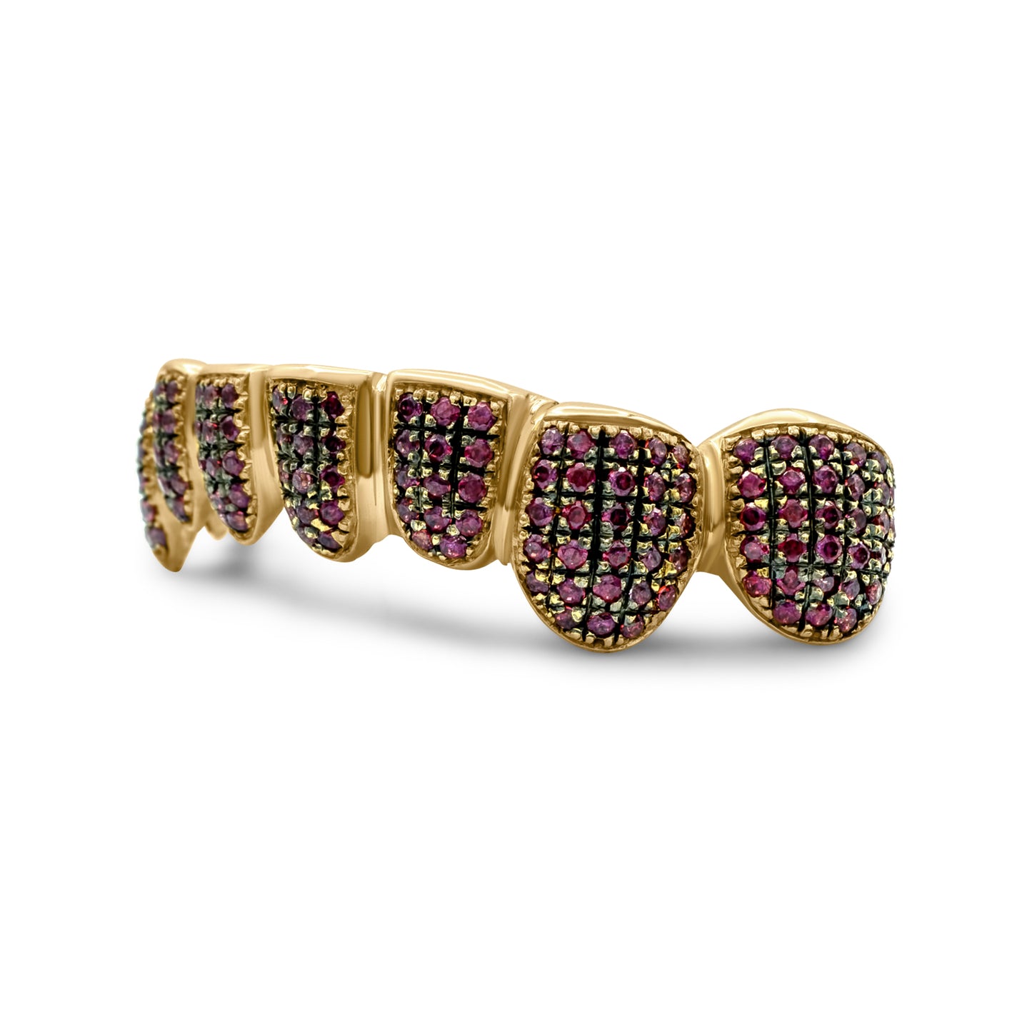 14K Yellow Gold Red Pave (Bottom) Grill