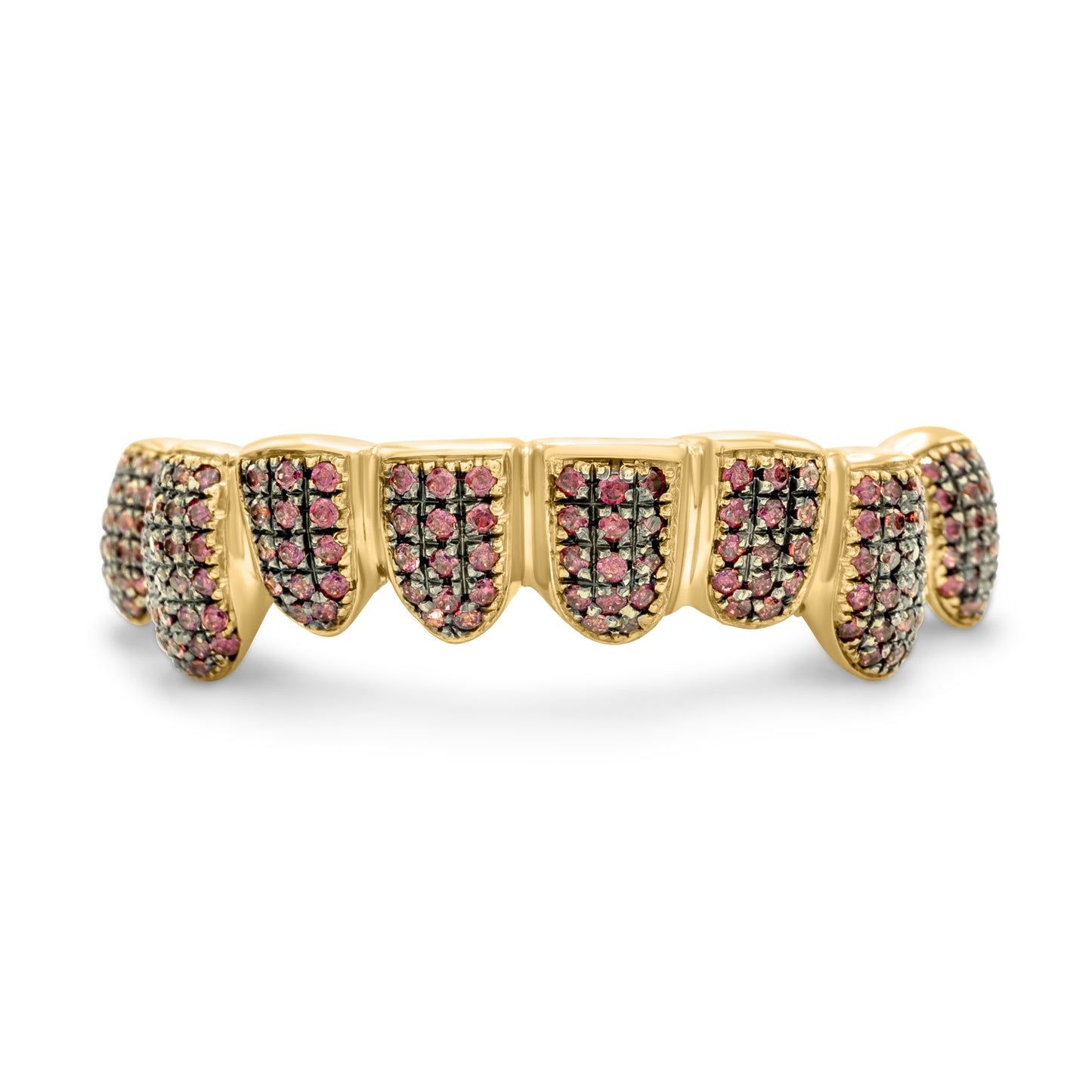 14K Yellow Gold Red Pave (Bottom) Grill