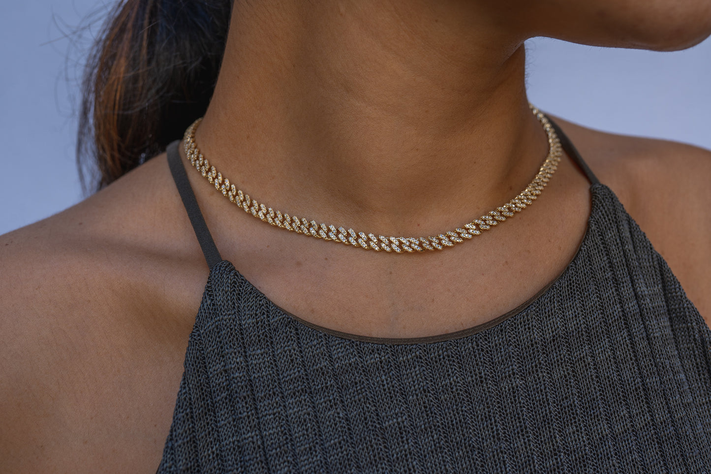 10K Solid Diamond Yellow Gold Cuban Chain 6mm 3.65 ctw (Choker)