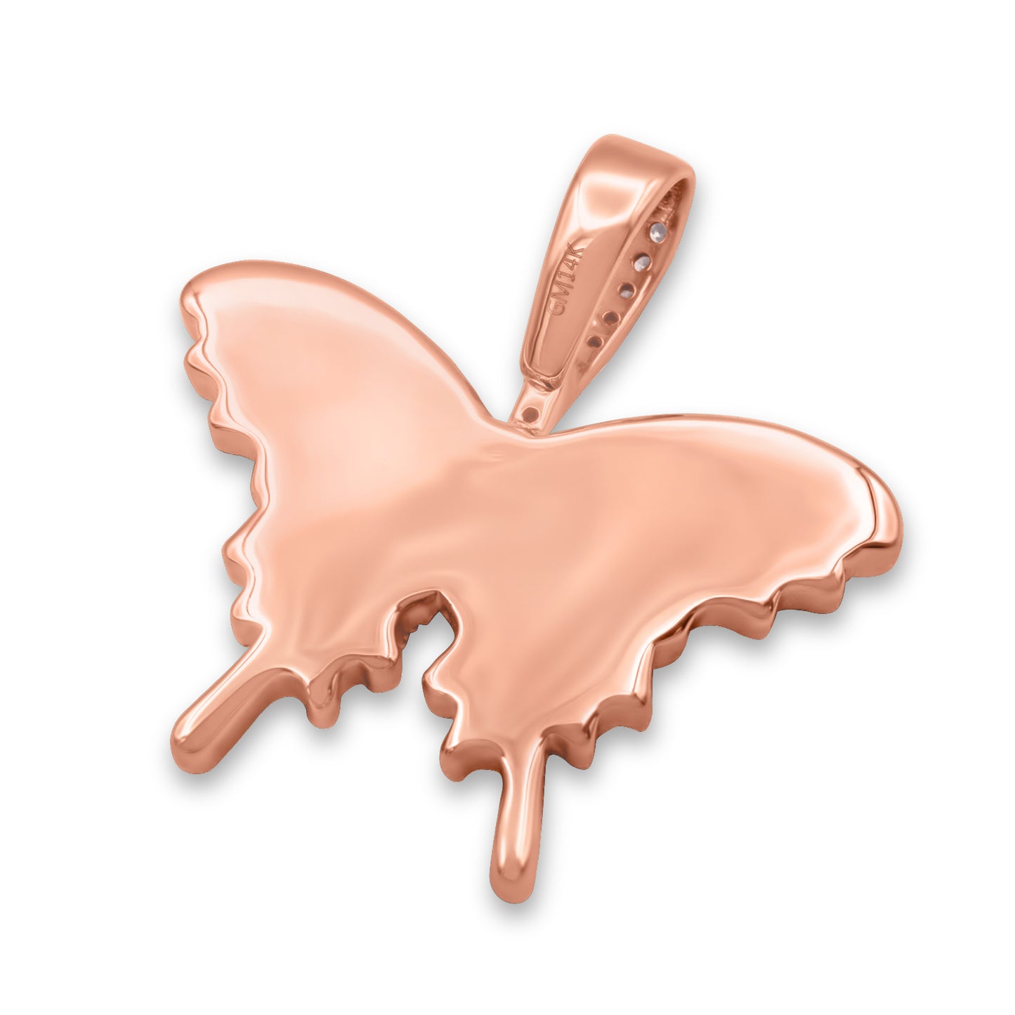 14K Rose Gold Butterfly Diamond Pendant 1.06 ctw