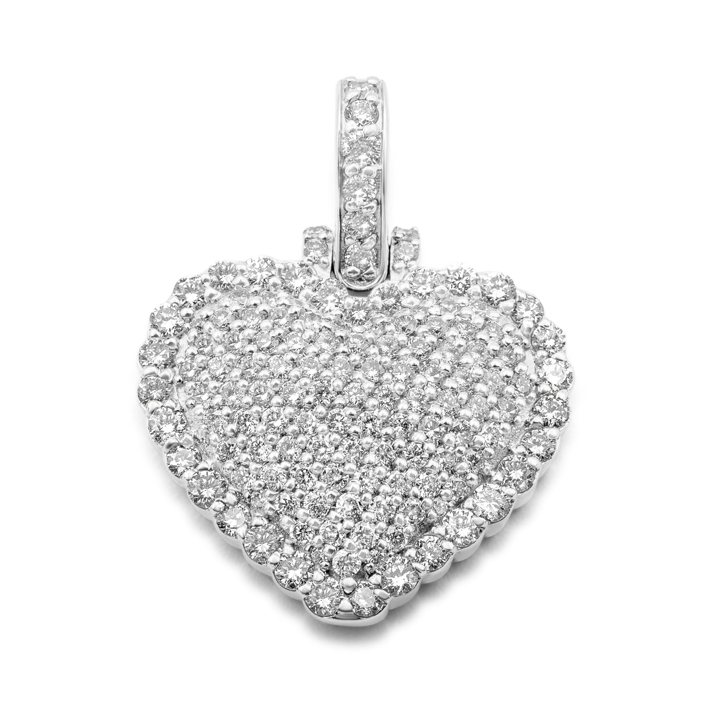 14k White Gold Diamond Heart Pendant 1.60 ctw