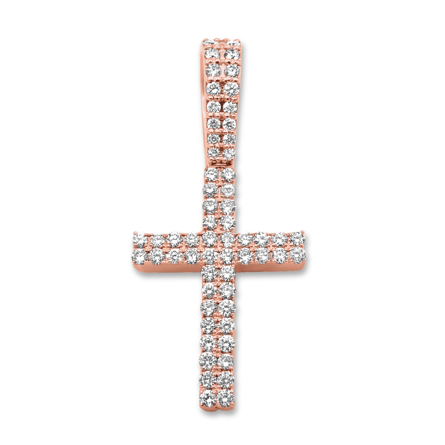 14K Rose Gold Diamond Cross Pendant .58 CTW